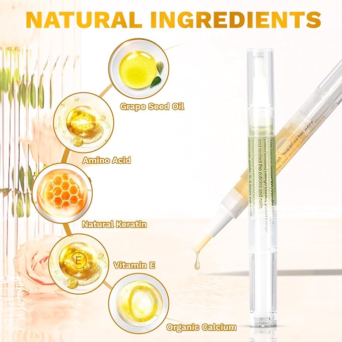 Meschett 2PCS Cuticle Oil Pens for Nail Care,Cuticle Revitalizer Oil Pen with Soft Brush,Cuticle Oil to Prevent Nail Cracking and Dry (Pineapple & Orange Flavor)