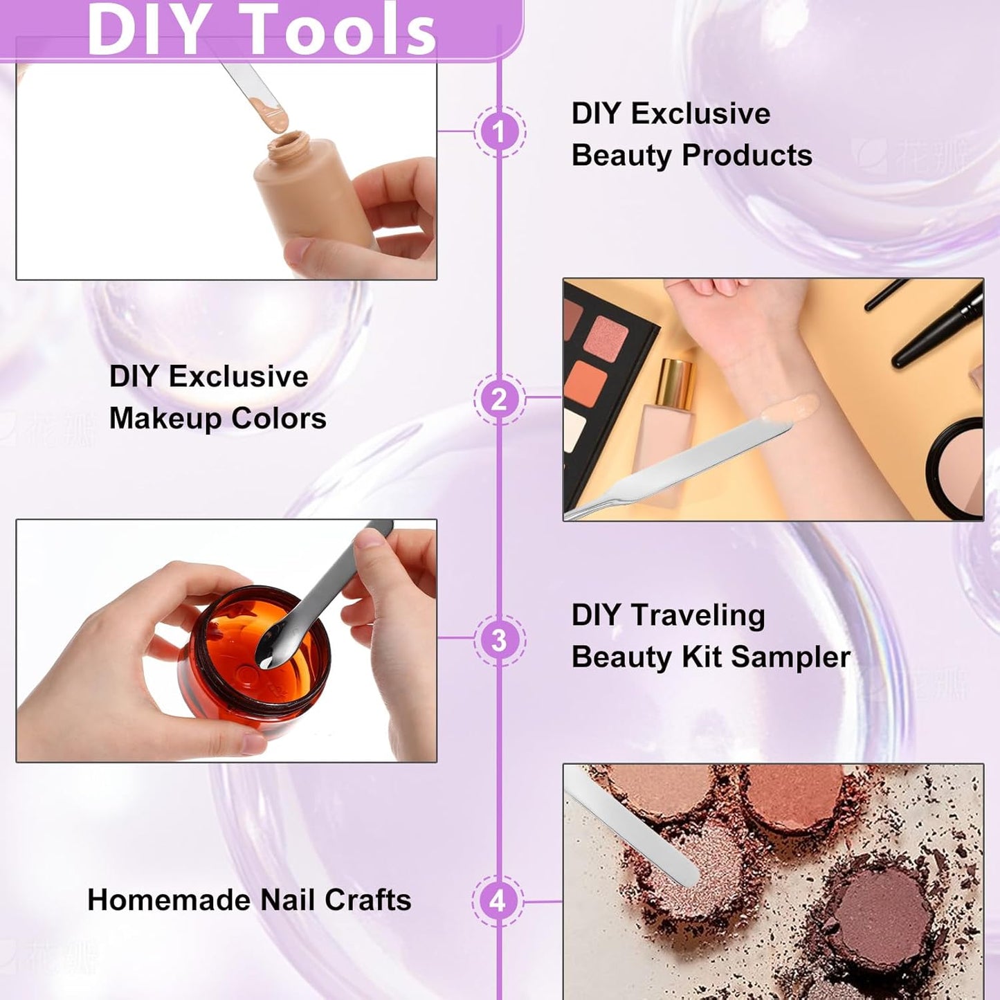 4PCS Stainless Steel Makeup Spatula Mini Metal Cosmetic Spatula Korean Skincare Spatula Multi-functional Beauty Spatula Tiny Facial Spatula Beauty Accessories for Personal Care Makeup Cosmetics Tools