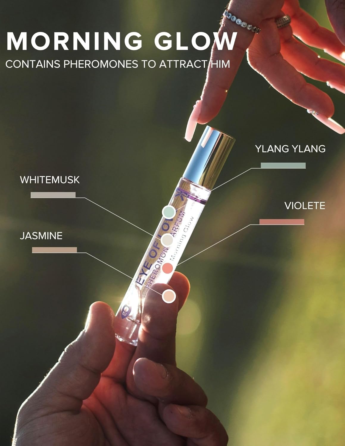 Eye of Love Morning Glow Pheromone Perfume for Women - Fresh Floral Cologne with Jasmine Apple Musk Scent - Long Lasting Fragrances for Daily Confidence - 10ml