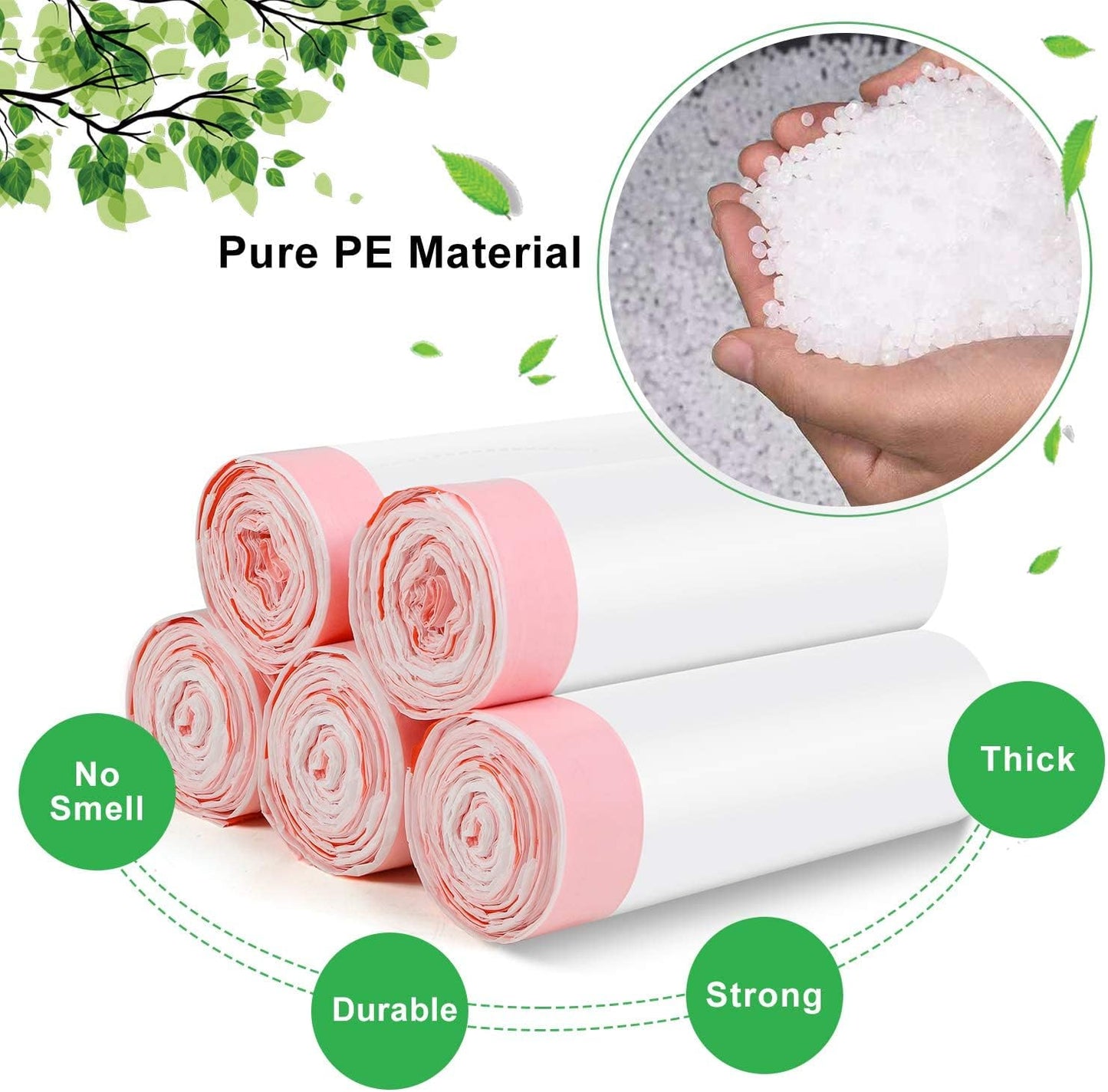 5 Gallon Trash Bags Drawstring White - 1.1 Mil Small Kitchen Garbage Bags 60 Count 18 Liter Recycling Unscented Wastebasket Plastic Bags Office Bathroom Liners Strong Thick Bulk Magesh