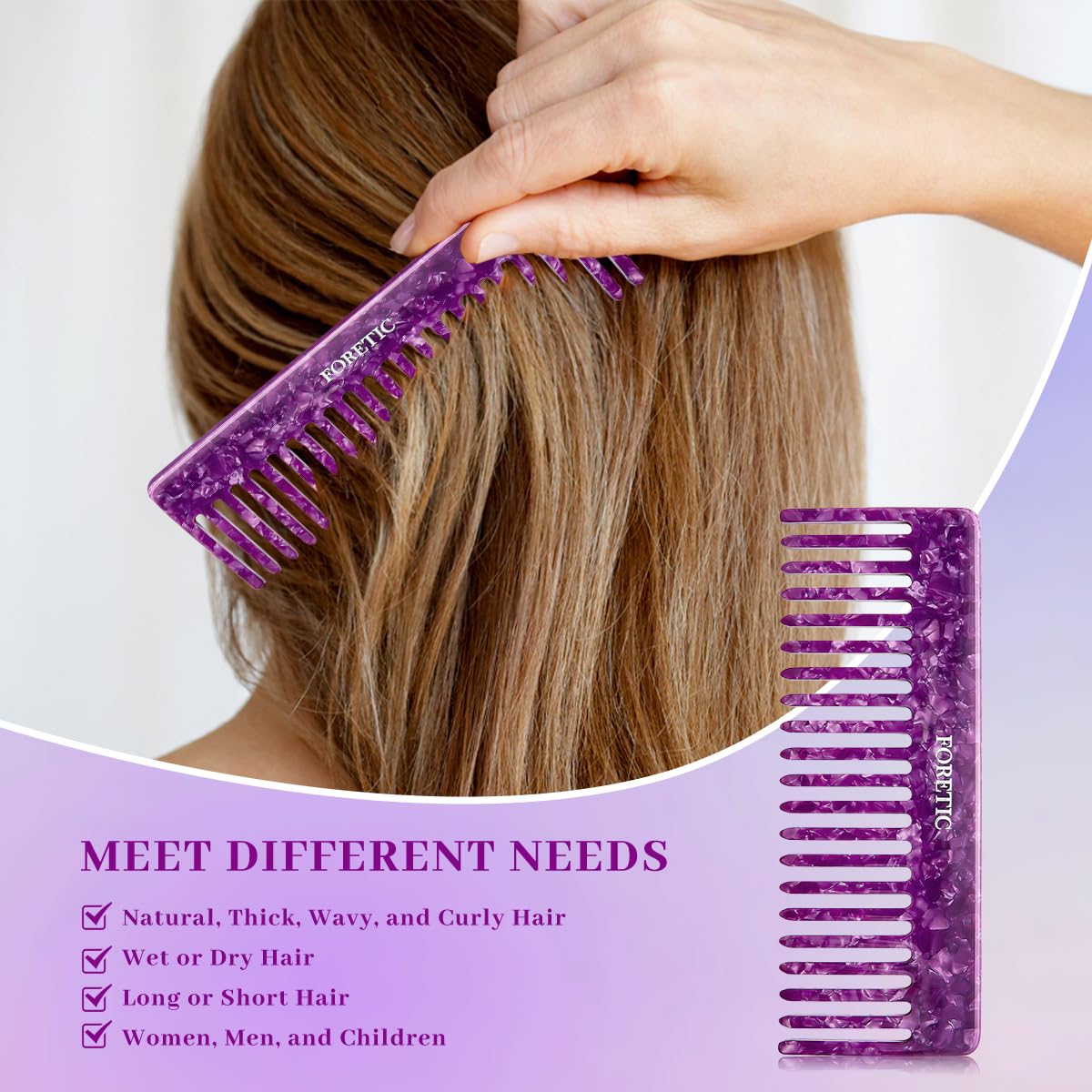 Large Wide Tooth Comb for Women, Men, and Kids - Handmade Detangler for Curly, Long, and Short Hair - Professional 6.29 Inch Hair Cutting Comb for Wet and Dry Use