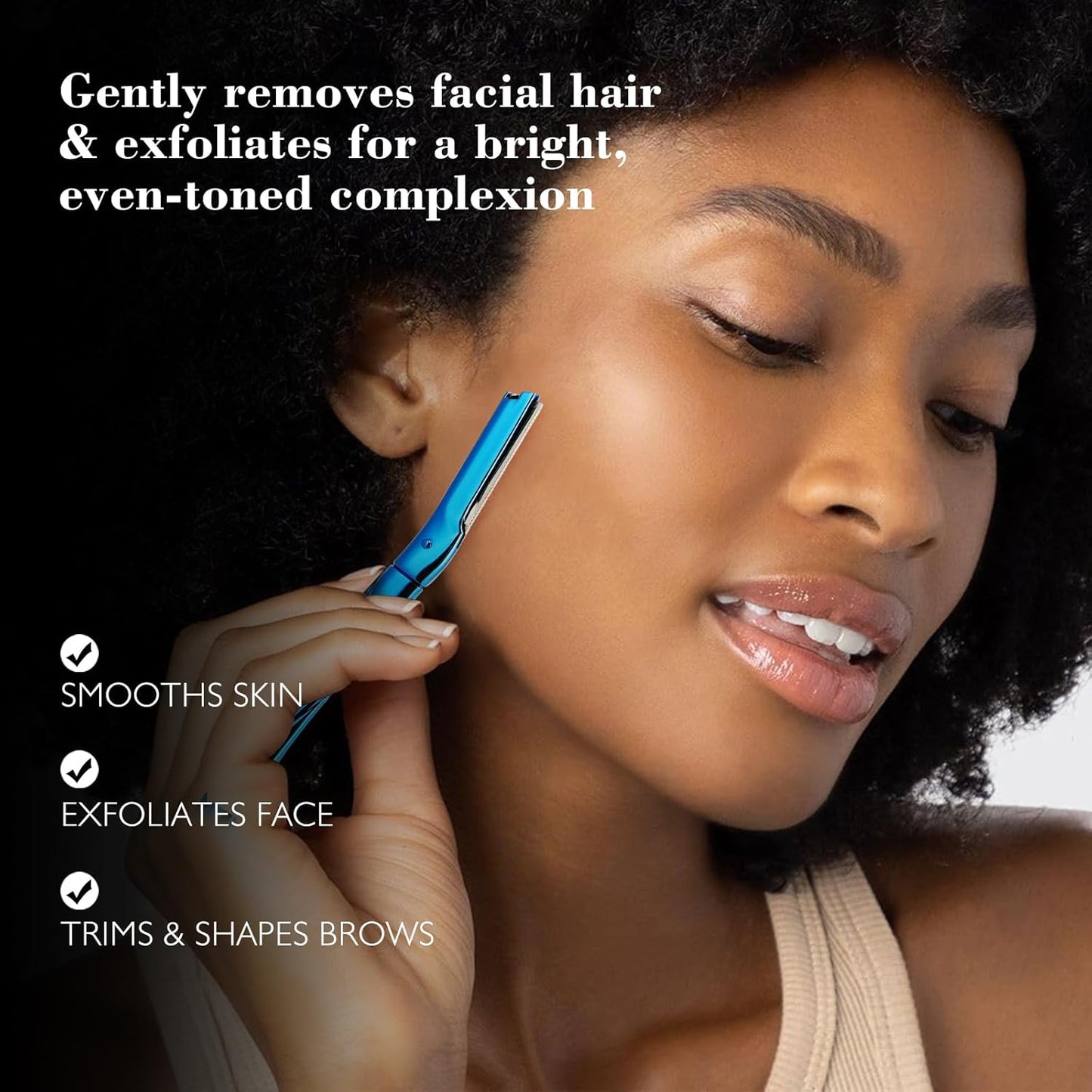 Eyebrow Razor, Face Razors for Women and Men, Reusable Metal Handle with 6 Refill Blades, Eyebrow Trimmer with Precision Cover, Dermaplane Razor, Skin Care Tool - Blue