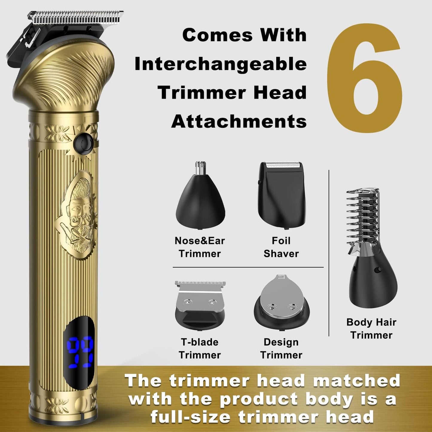 Beard Trimmer Kit for Men - Professional 6 in 1 Hair Clipper Trimmer, Cordless Multi Groomer, Mens Grooming Kit for Beard, Face, Body Nose Electric Razor with Travel Case as Gifts for Him