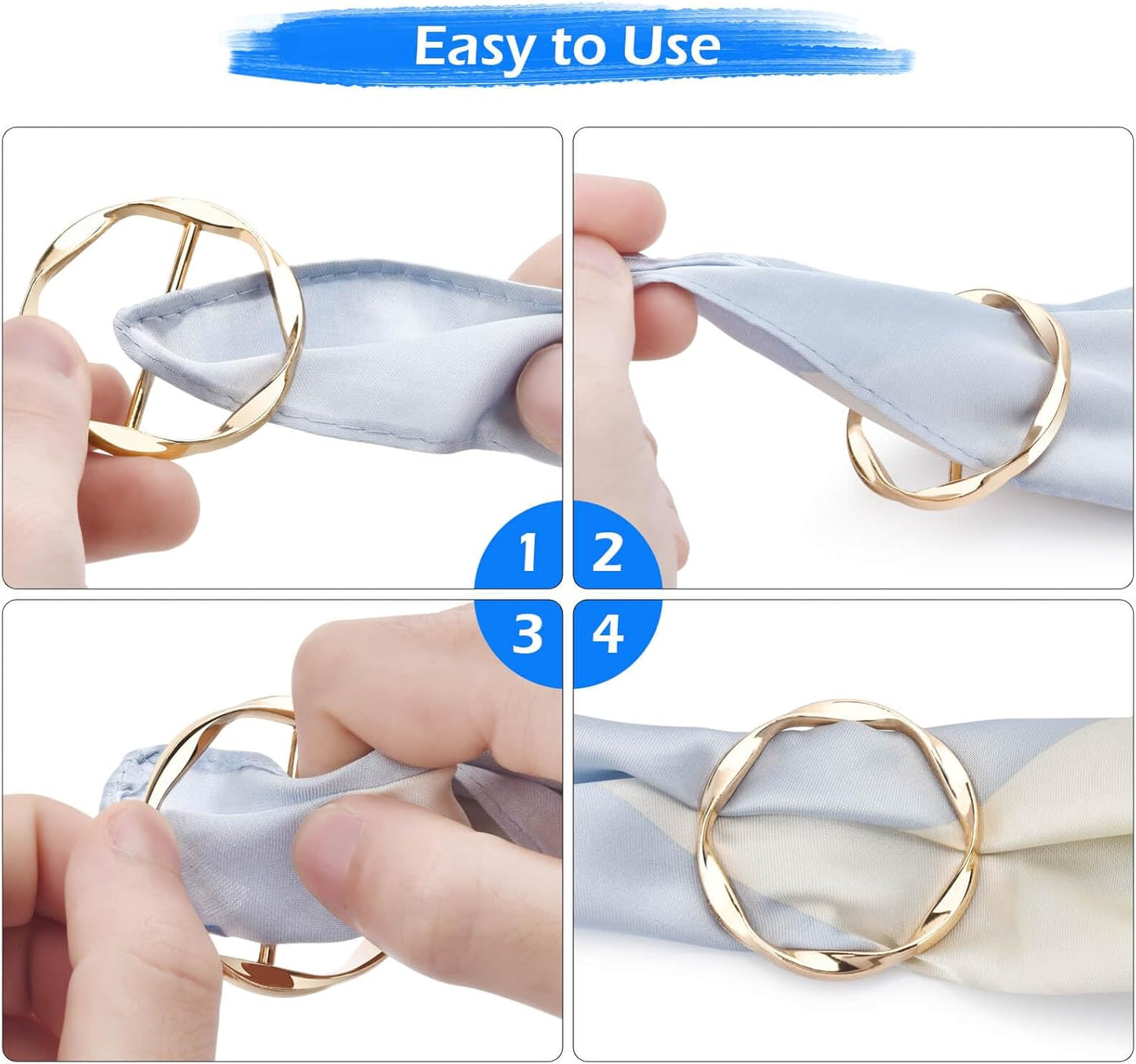 10 PCS Scarf Rings for Women, T-Shirt Tie Clips with 1 Storage Bag, Pearl Belt Buckles, Dress Cinch Clip, Silk Scarf Ring, Pearl/Heart-Shaped Buckles For Clothes Hat Belt Decor