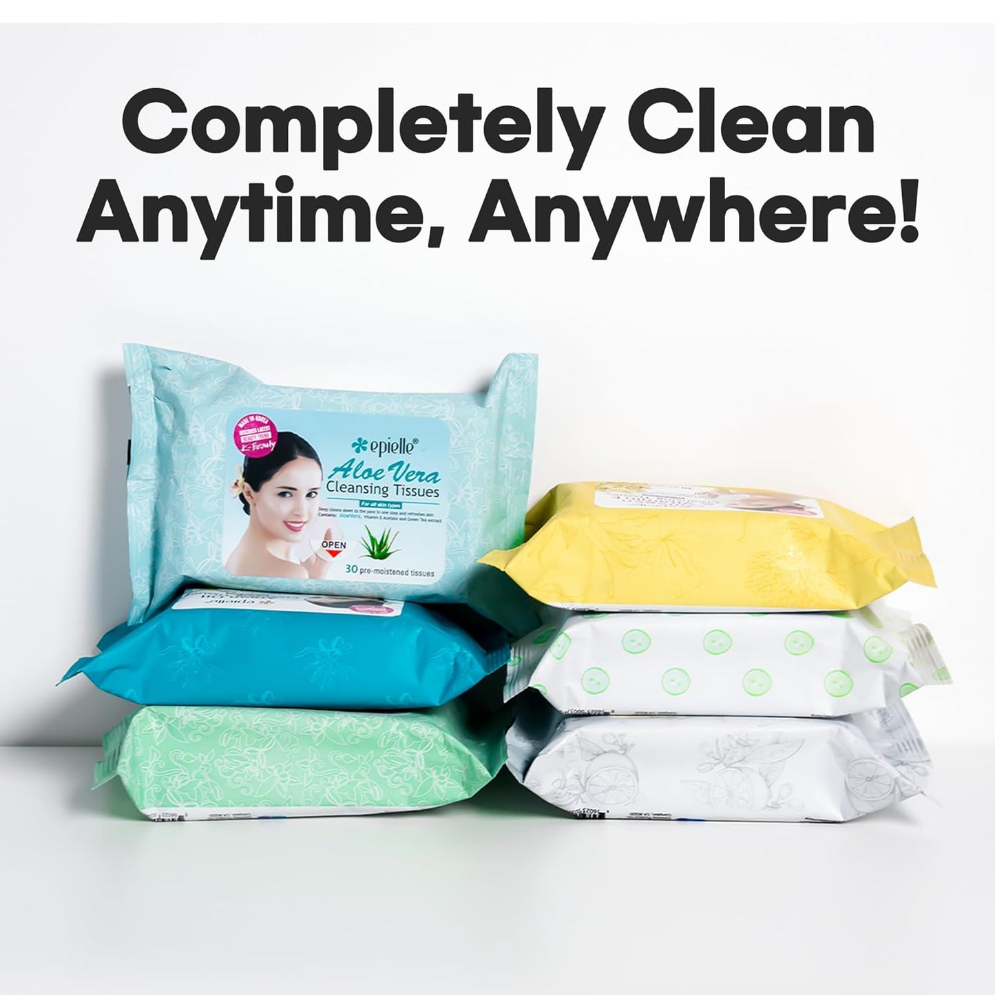 Epielle Argan Oil Makeup Remover Wipes, Gentle Daily Facial Cleanser Towelettes, Remove Dirt, Oil & Waterproof Mascara, Vegan & Cruelty-Free, 30 Count (Pack of 6)