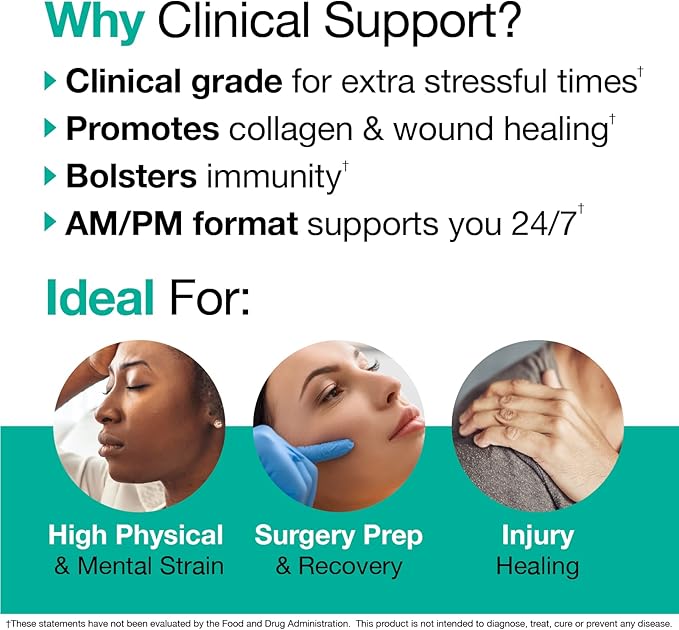 VitaMedica | Clinical Support Formula | Promotes Collagen & Wound Healing | Vitamin C, D, & A to Support Healthy Immune Function | Zinc + Selenium | Vitamin B | Multivitamin for Women & Men