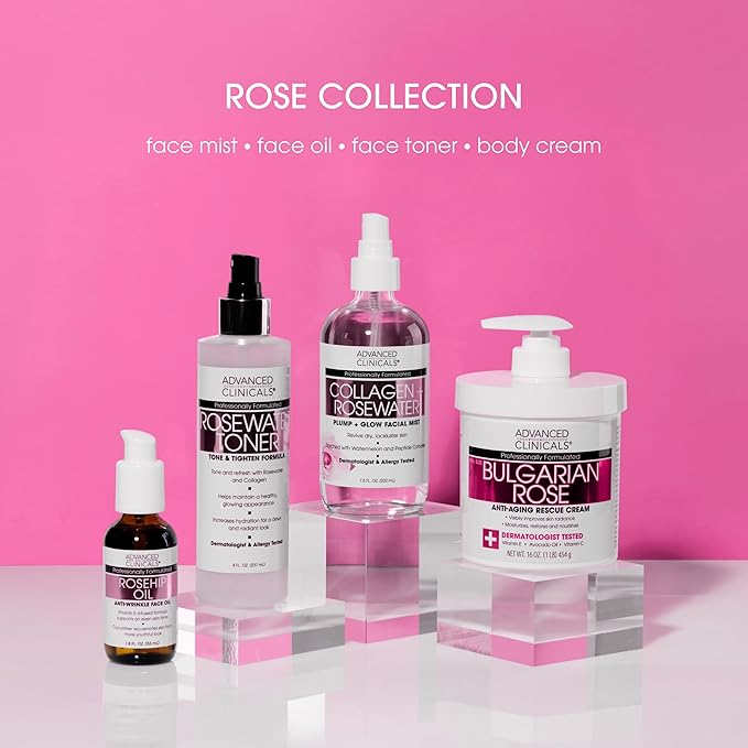 Advanced Clinicals Rosehip Oil For Face With Vitamin E + Botanicals Helps Improve Look Of Dark Spots, Wrinkles, Fine Lines, & Uneven Looking Skin Tone | Moisturizing Skin Care Face Serum, 2-Pack