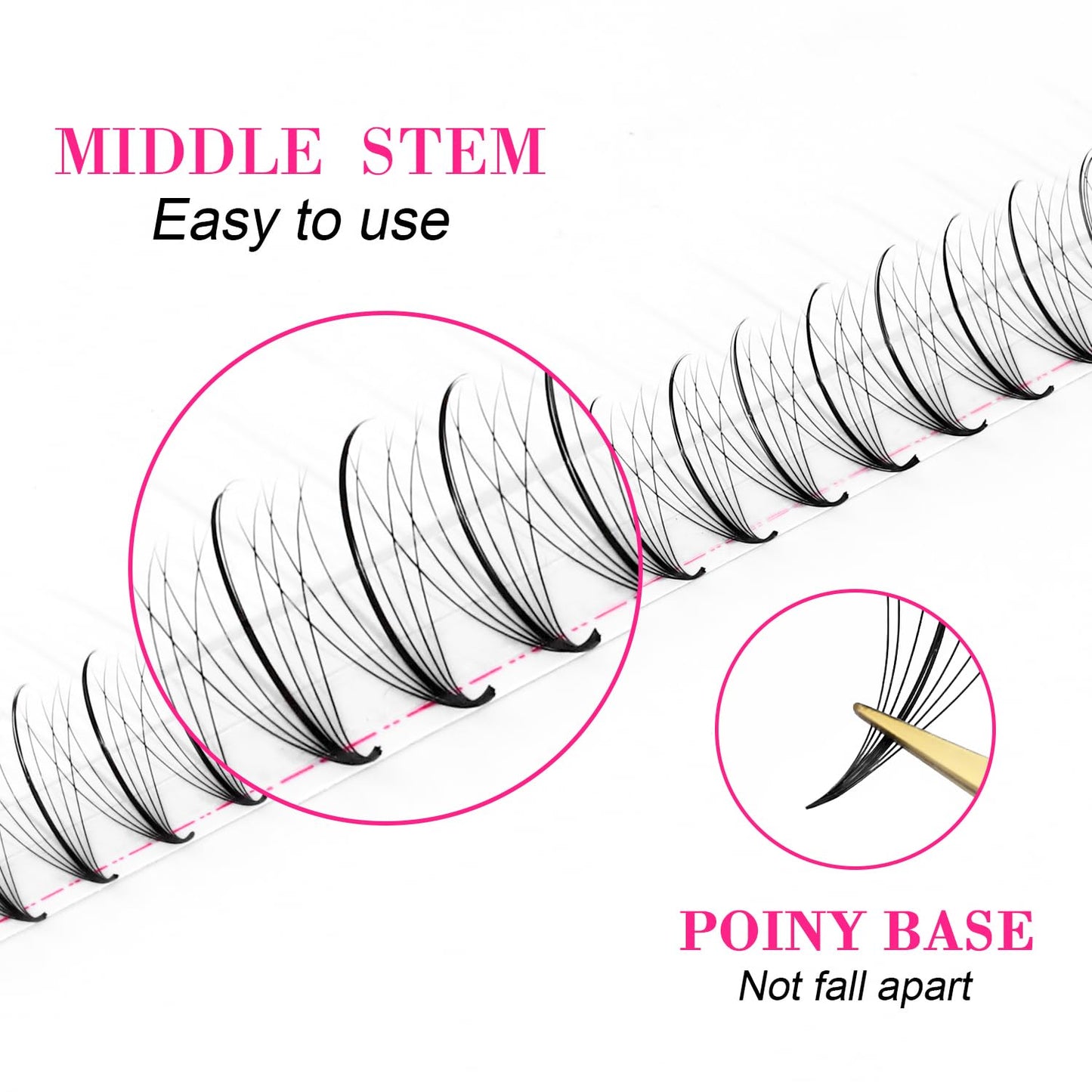 TDANCE Premade Fans Eyelash Extensions 320 Fans Pre Made Fans Lash Extensions Middle Stem Heat Bonded Premade Lash Fans Volume Lash Extensions(320-WISPY-7D-0.07-C-8-15mm)