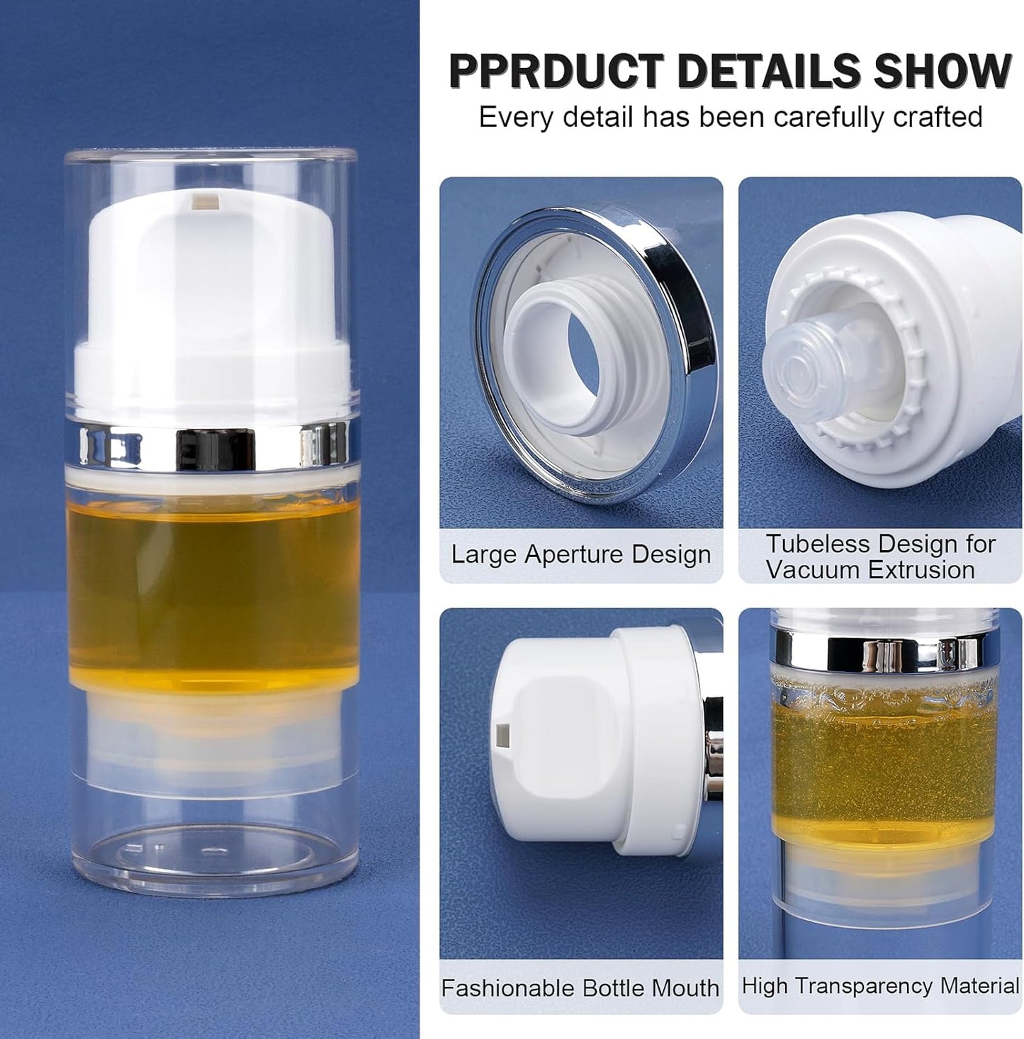 Cosywell Airless Pump Jars 1.7oz/50ml 2 Pack Pump Bottle Dispenser Empty Moisturizer airless Pump Bottles Cosmetic Pump Container Travel Pump Bottles for Toiletries Shampoo Lotion and Cream Clear