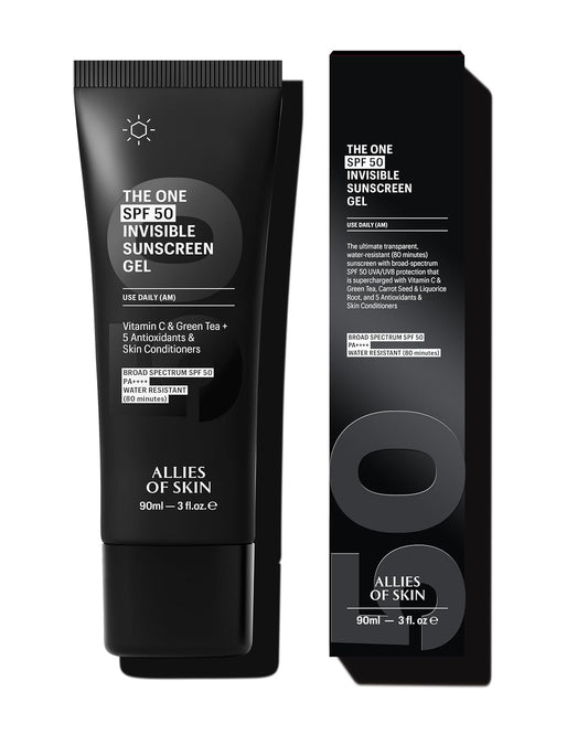 Allies of Skin Daily Face Sunscreen SPF 50, Jumbo | Zero White Cast Lightweight Gel Formula | Dermatologist Tested Under Makeup Primer| Water-Resistant & PA++++ Broad Spectrum UVA/UVB (3 fl oz)