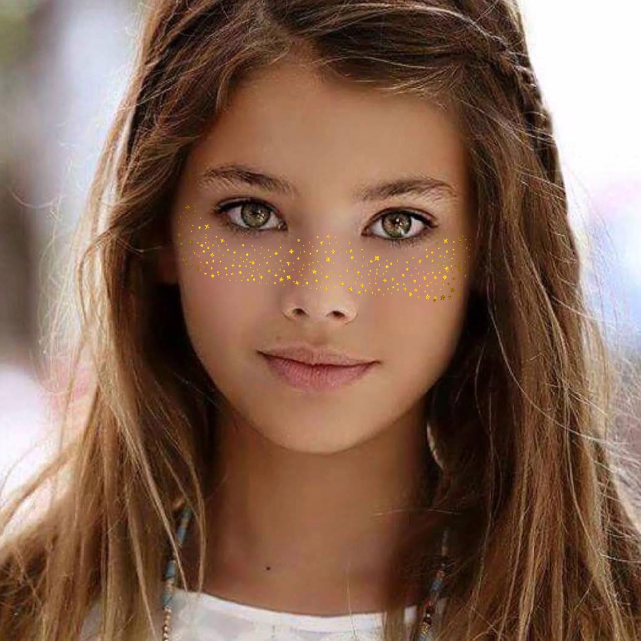 Glitter Freckles Gold Sparkle Freckles Face Tattoo Fake Glitter Freckle Temporary Patches for Women Party Makeup 8 Pcs