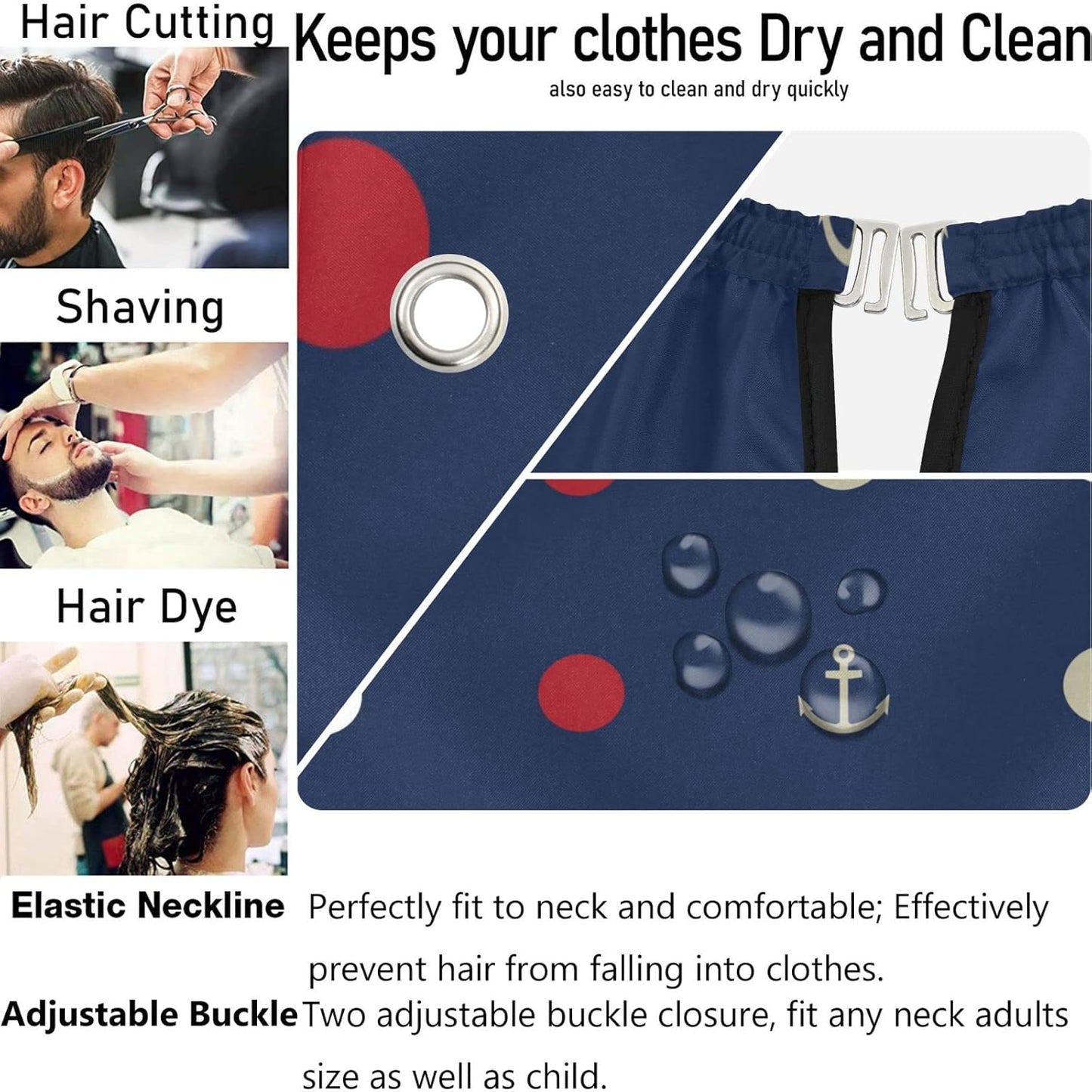 visesunny Barber Cape Marine Seamless Pattern Polyester Hair Cutting Salon Cape Apron Anti-Static Haircut Water-Resistant Shaving Cloth Beard Shaving Bib Hairdressing Cape