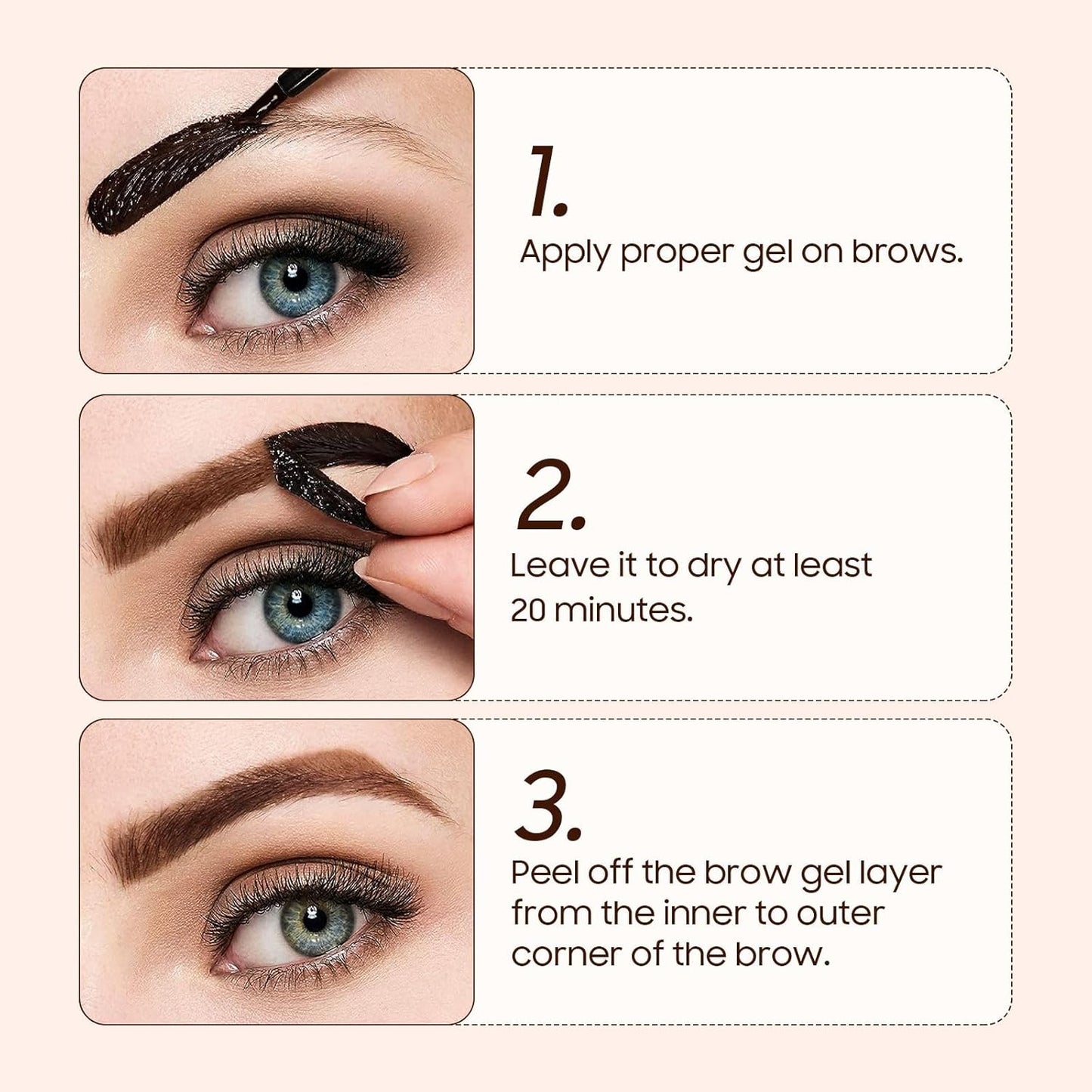 Brow Tattoo Peel Off - Eyebrow Gel with Eyebrow Stencils Long-Lasting Makeup, Brow Gel Eyebrow Tattoos Waterproof, Eye Brow Pencils Create Full Voluminous Brows for Women (Dark Brown)
