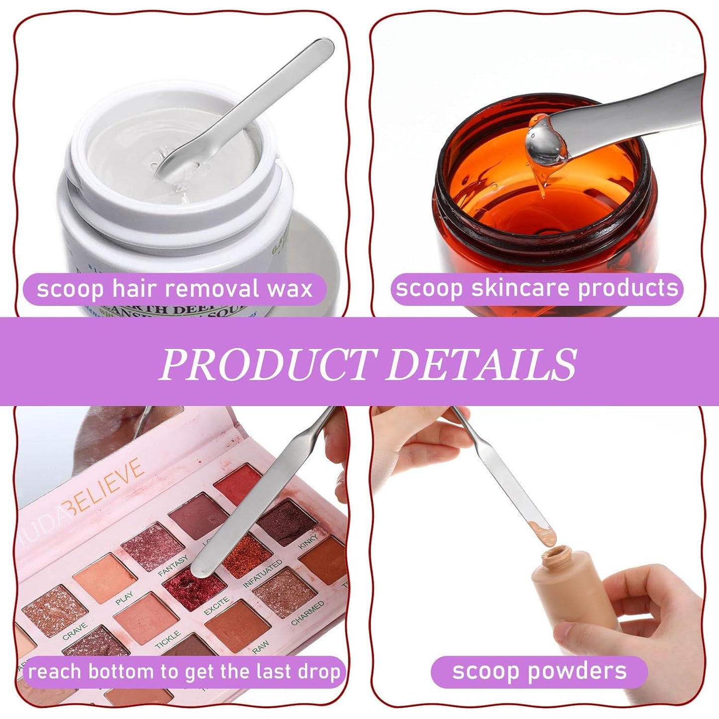 4PCS Stainless Steel Makeup Spatula Mini Metal Cosmetic Spatula Korean Skincare Spatula Multi-functional Beauty Spatula Tiny Facial Spatula Beauty Accessories for Personal Care Makeup Cosmetics Tools