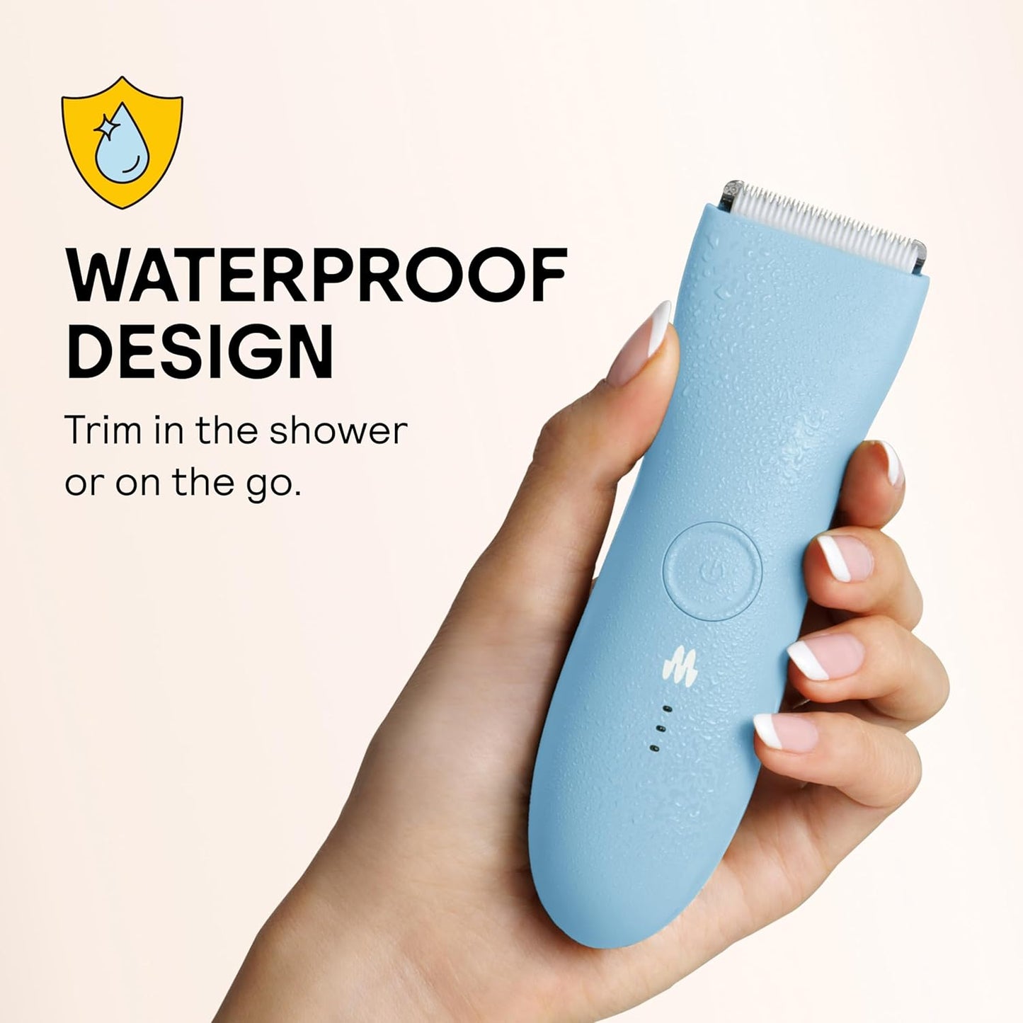 MERIDIAN The Trimmer Original - Body Hair Trimmer for Men, Electric Shaver for Pubic Hair, Chest, Legs & Bikini, Waterproof & Rechargeable, Sky