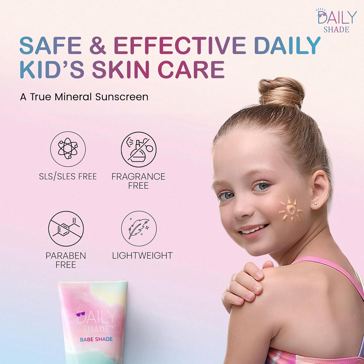 Babe Shade Kids Tinted Mineral Sunscreen for Face with SPF 30 - Non-Nano Zinc, Reef Safe, Travel Size Water Resistant & Hypoallergenic Skin Care Formula for All Types of Skin Tone - Pack 2