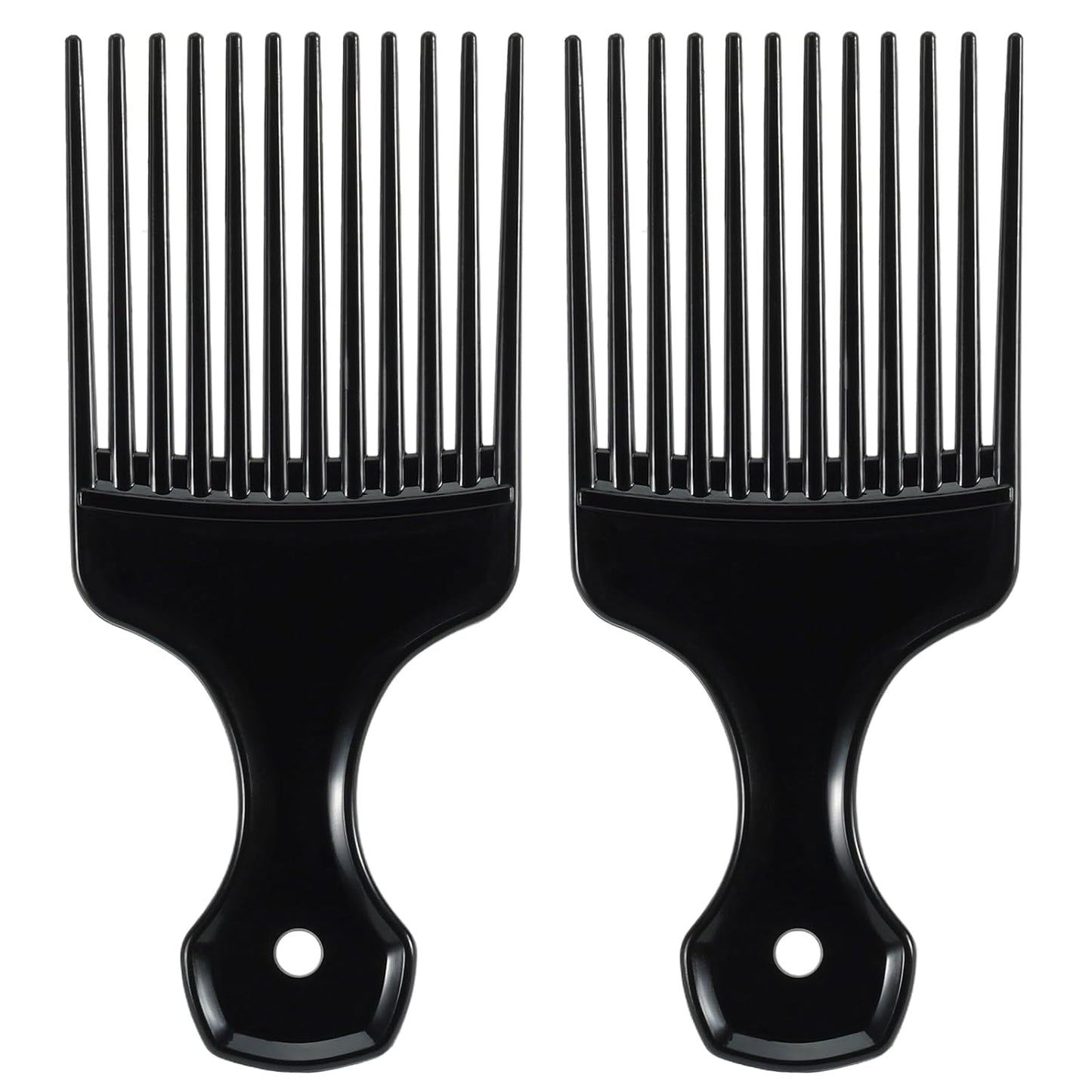 SIMPOR 2 Pcs Hair Pick Comb Wide Tooth Lift for Hair Styling Detangling Plastic Afro Comb for Women Men