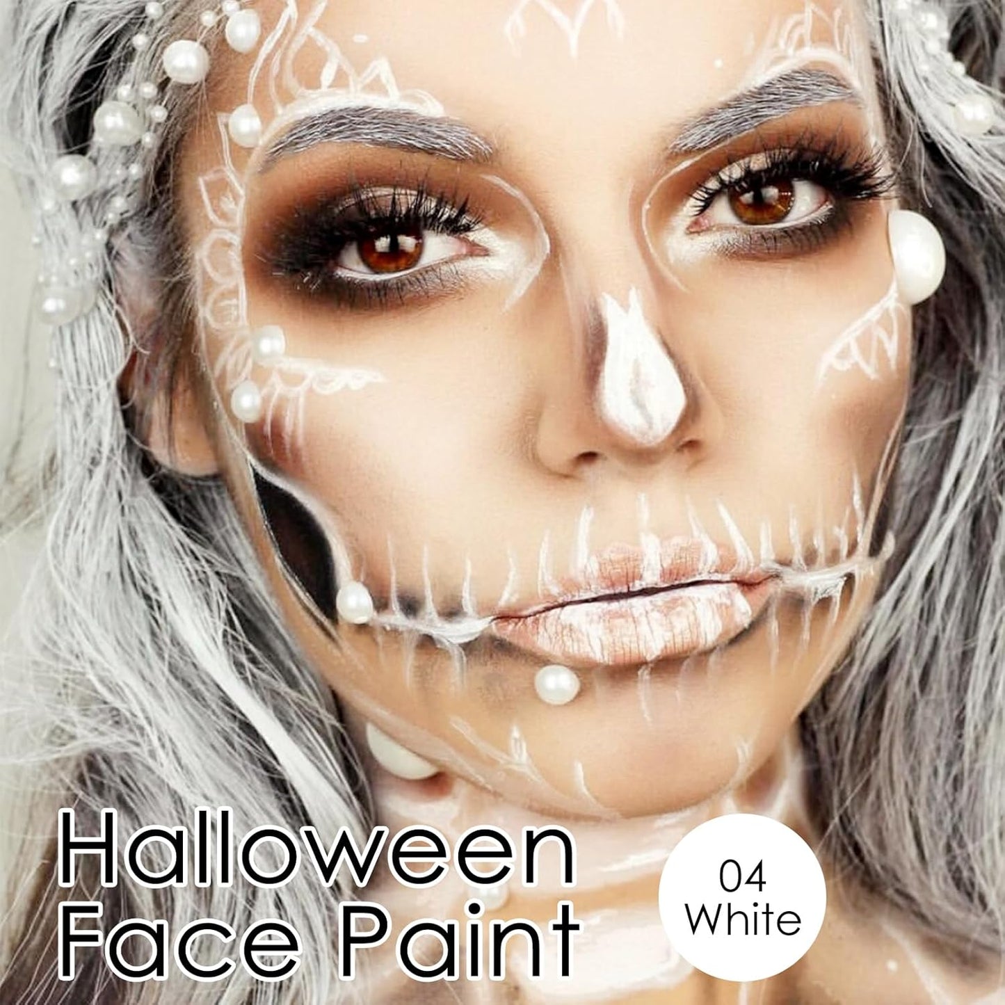 2Pcs White Face Body Paint Stick, White lipstick for Cosplay/Halloween/Costume Parties Accessories Vampire/Joker/Clown/Zombie Makeup Cream Face& Body Paint Easy to Blend