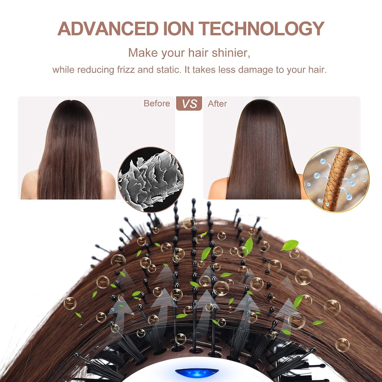 One Step Dryer & Volumizing Hot Air Brush, Blow Dryer, Ceramic Straightener, Curler & Hot Comb 4 in 1 Salon Ionic Hair Styling Tools, White