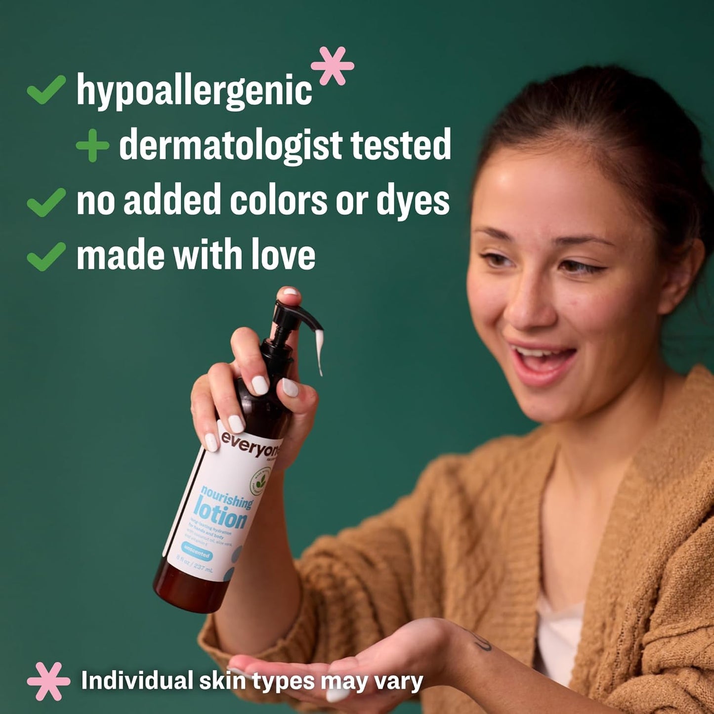 Everyone 2-in-1 Lotion for Hands/Body, 8 ounce (Pack of 2) Unscented made for Men and Women