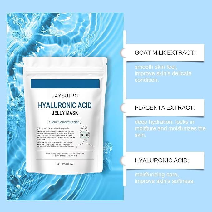 Hyaluronic Acid Powder 100g - Low Molecular Weight, Vegan & Cosmetic Grade, Water-Soluble Hydrating Ingredient for DIY Facial Serums, Moisturizing & Smoothing Skin (1PC)
