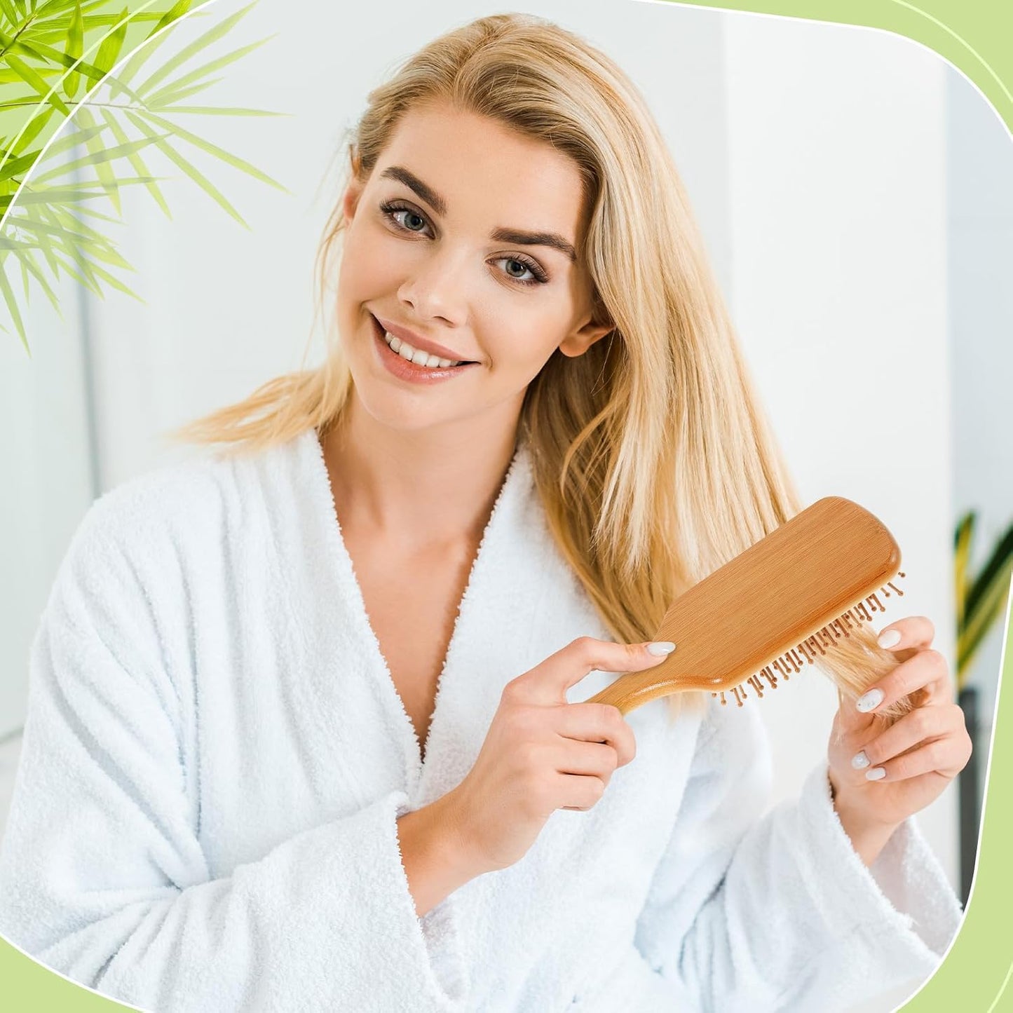 Tessco for you 12 Pcs Christmas Bamboo Hair Brushes Thanksgiving Bulk Wooden Paddle Brush Scalp Massage Bristle Anti Static Engraving DIY Gift for Women Wedding(9.65'' X 3.35'',White)