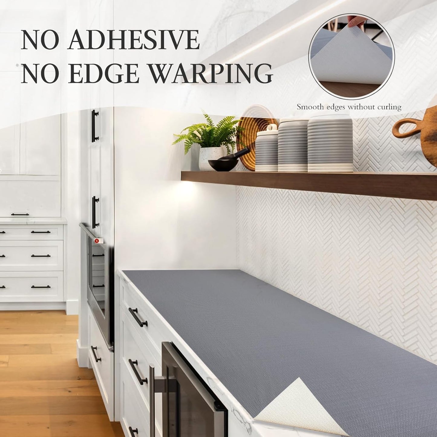 Beautysaid Shelf and Drawer Liner for Kitchen Cabinet, Non Adhesive Non Slip Shelf Paper Waterproof Washable Thickened for Dresser Pantry Shelve Bathroom Protector Liner(Gray,12 in x 20FT)