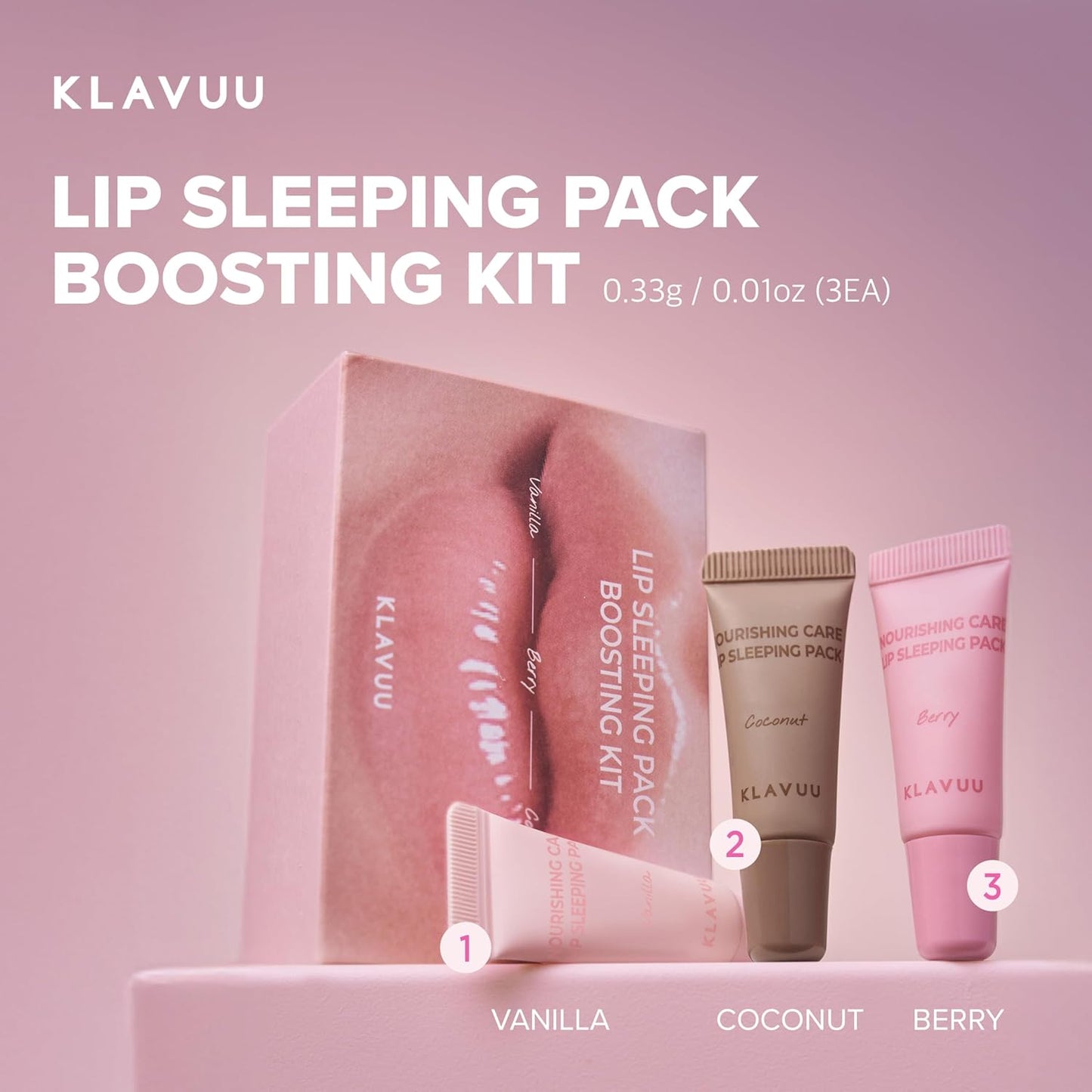 Klavuu Lip Mask Sleeping Pack (0.7oz) – Overnight Deep Hydrating Korean Lip Balm Treatment for Very Dry, Chapped Lips | Lip Lightening & Plumping with Instant Hydration | Gentle Exfoliating (Kit)