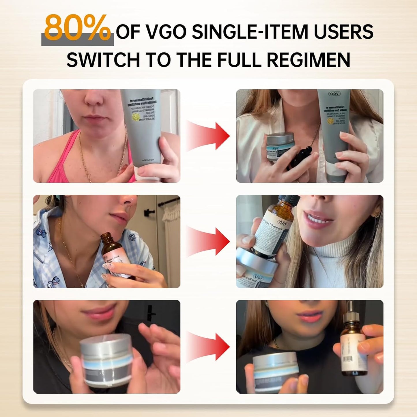 VGO Skin Care Set, with Snail Mucin 92% Moisturizer 1.76 Oz & Vitamin C Face Serum 1.01 Oz, Daily Hydrating & Firming Skincare Routine Kit for All Skin Type