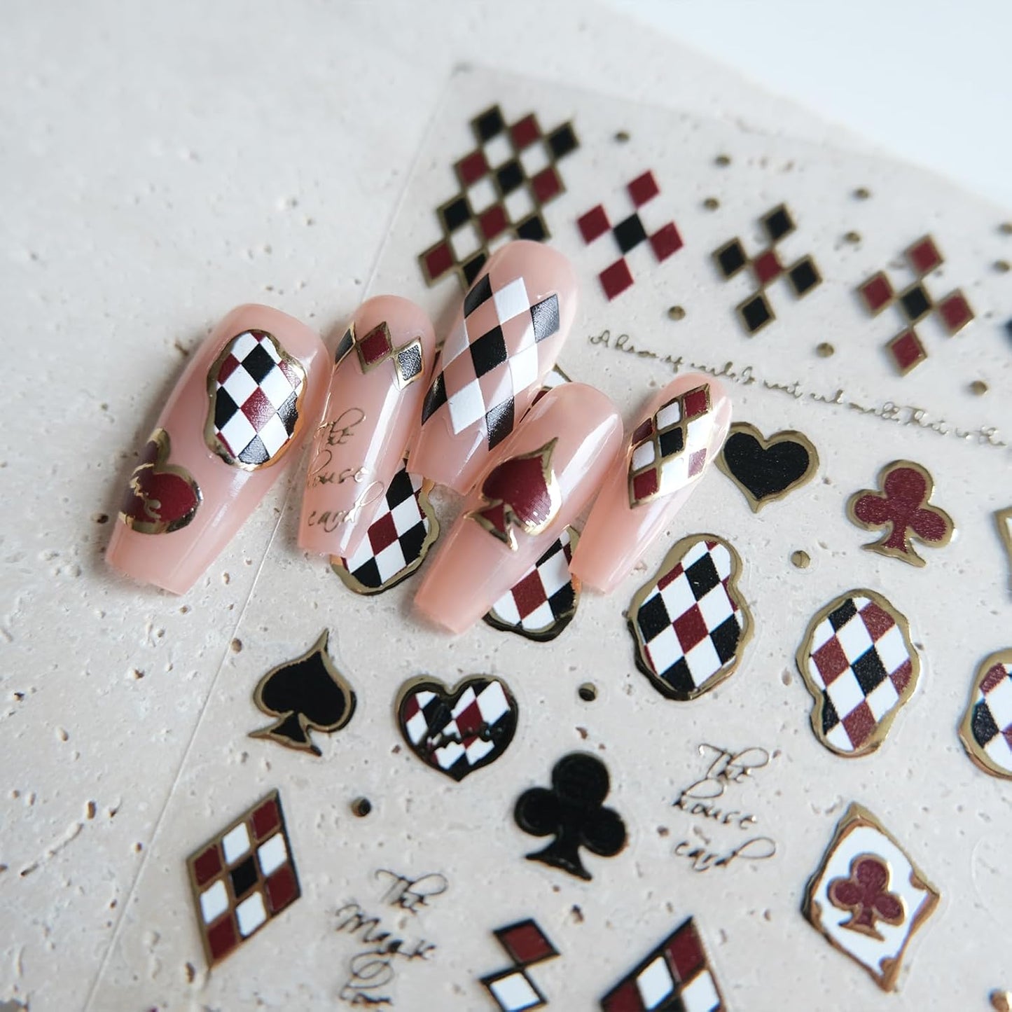 Black Red Plaid Nail Stickers, Embossed Decals for Art Design, Self-Adhesive Accessories for Women, Nail Supplies