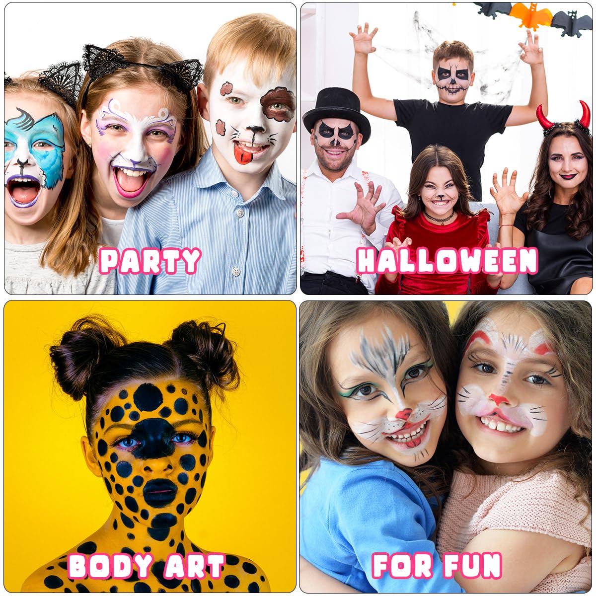 Bowitzki Face Painting Kit for Kids 23 Colors Water Based Face Paint Kit Non Toxic Professional with Stencils Brushes for Parties Birthdays Halloween Christmas Body Makeup