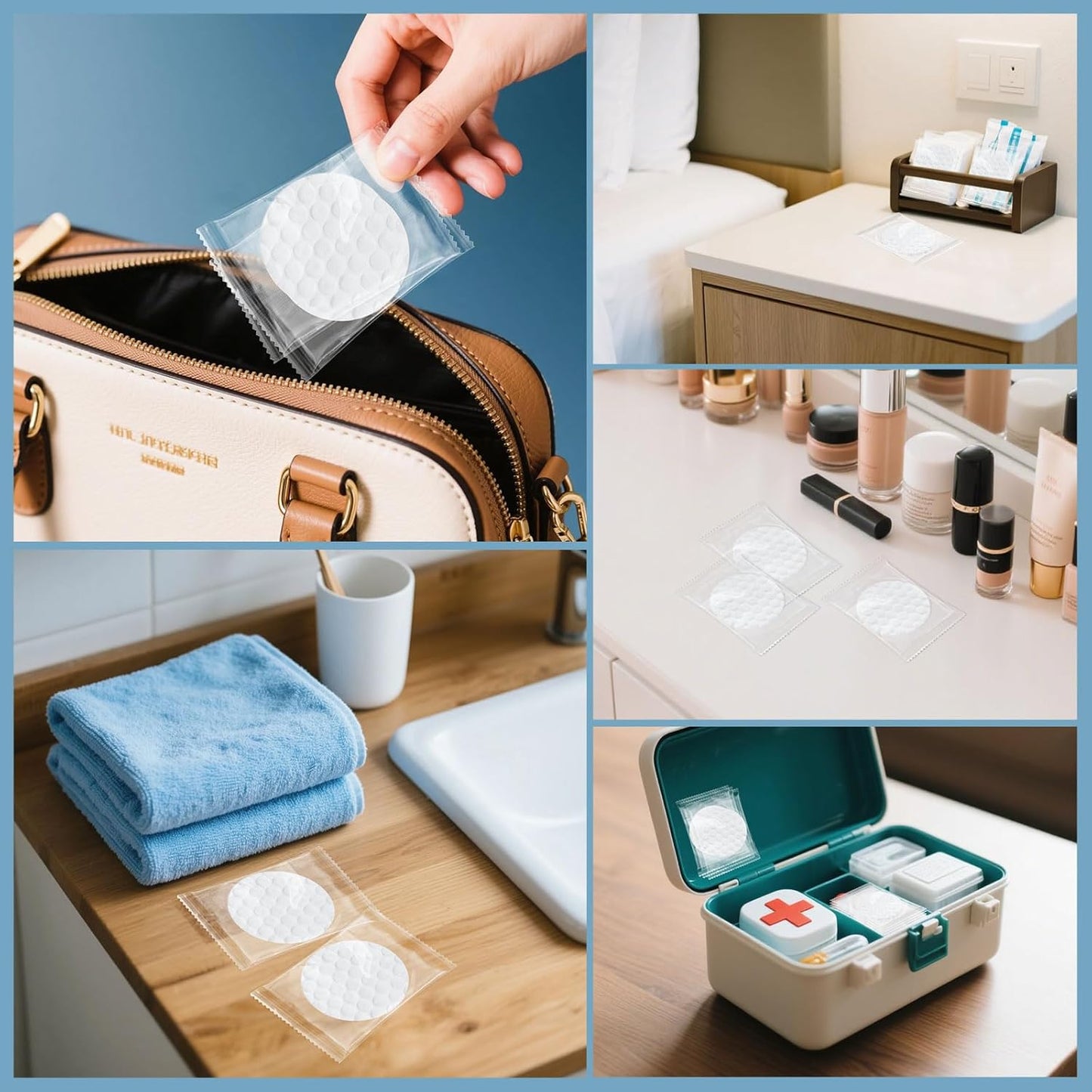 Travel Size Cotton Rounds Individually Wrapped Cotton Rounds Bulk Makeup Cotton Pads Soft for Most Skin Types Personal Care Kit Hotel Amenities (2 Pcs/Set, 100 Sets in Total)