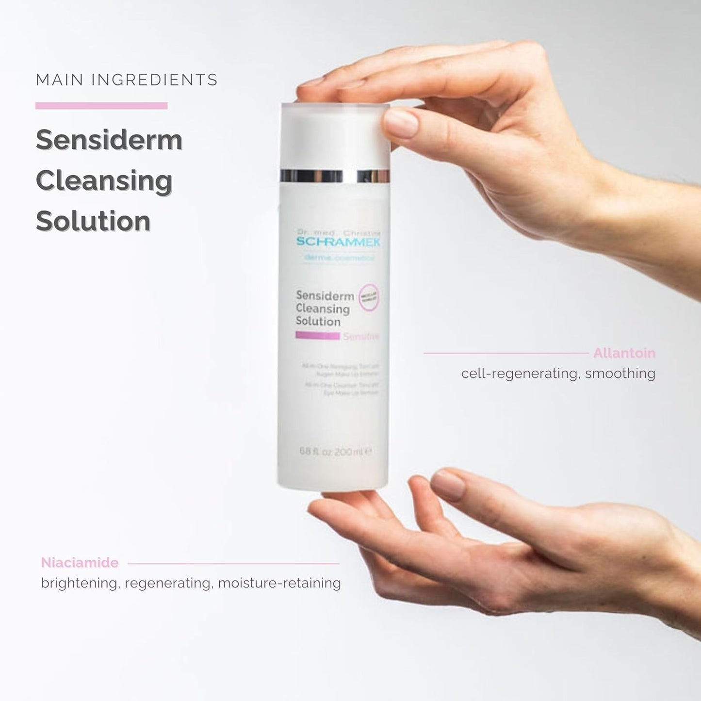 Sensiderm Cleansing Solution (6.75 fl oz) - 3-in-1 Micellar Makeup Remover & Toner - Fragrance-Free - Gentle Cleanser for Sensitive Skin - Dr. Schrammek