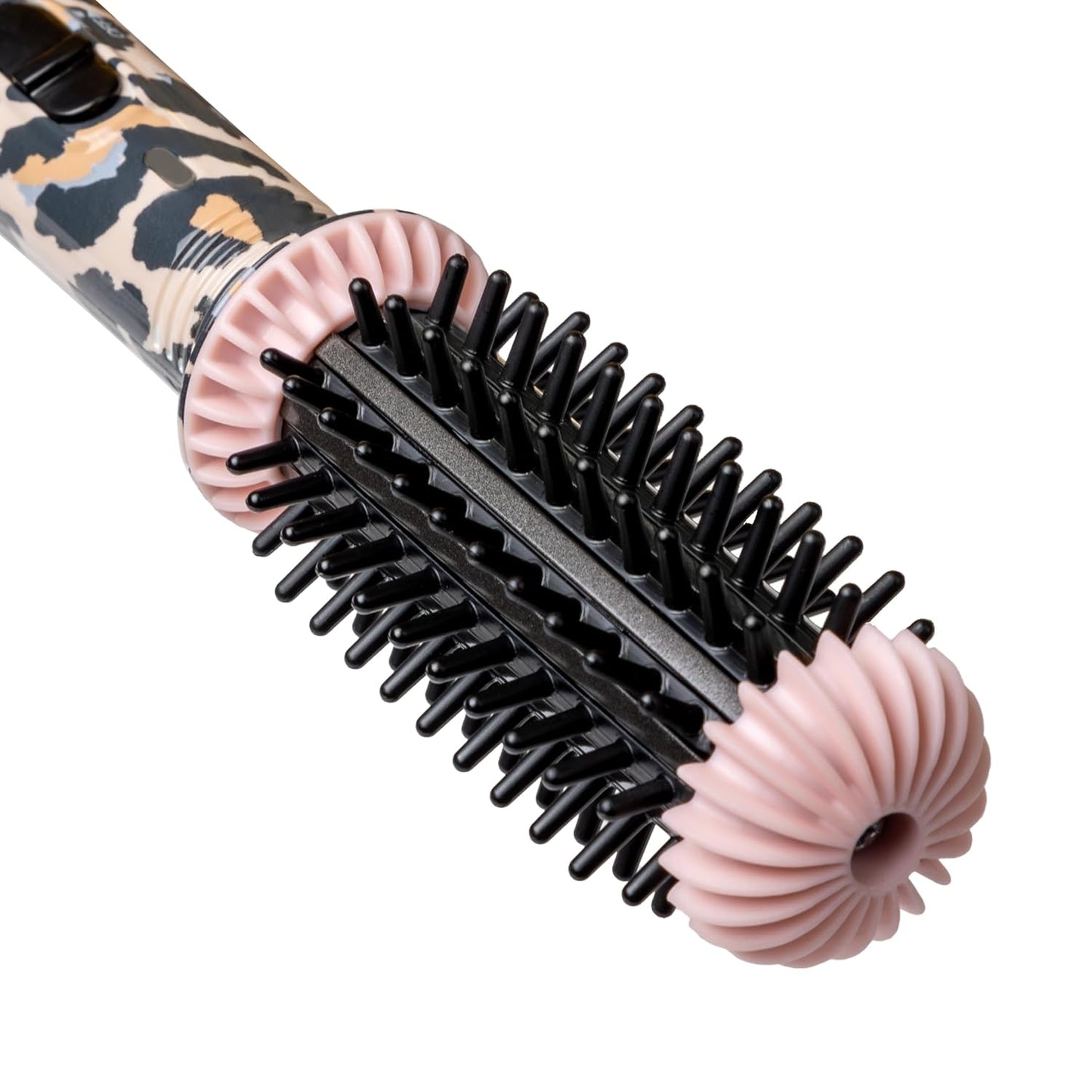 CALISTA GoGo Mini Heated Round Brush | Curl, Touch-Up, De-Frizz, Smooth, and Style Hair with Mini 7” Styling Tool | Heats to 365°F | Perfect Travel Tool | Dual Voltage (Cheetah)