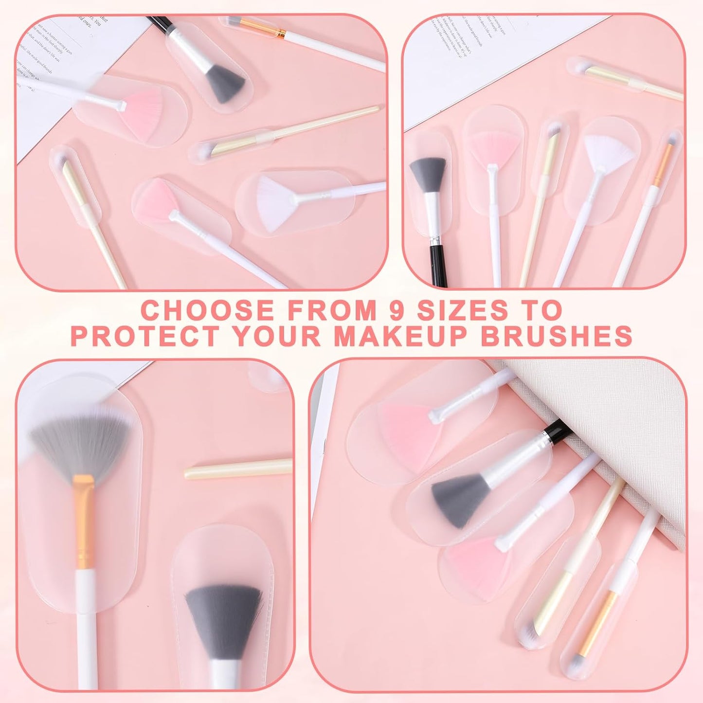 36Pcs Makeup Brush Covers 4 Sizes Portable Cosmetic Brushes Guards Dustproof Makeup Brush Protective Sleeves for Travel and Storage