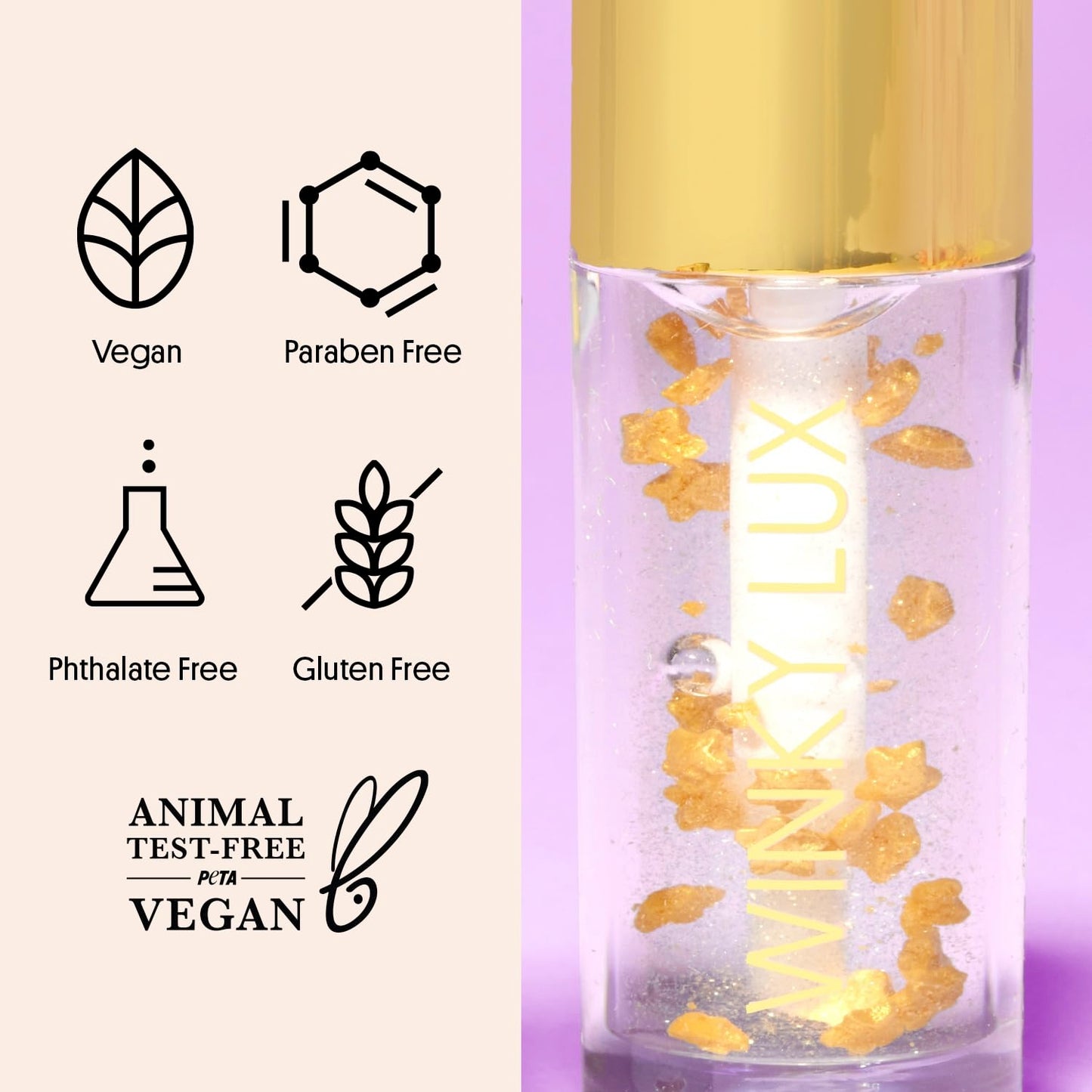 Winky Lux In The Stars Lip Oil - Silky Shine & Hydrating Non Sticky Lip Gloss, Infused with Golden Stars & Nourishing Jojoba Oil, with Soft Vanilla Scent