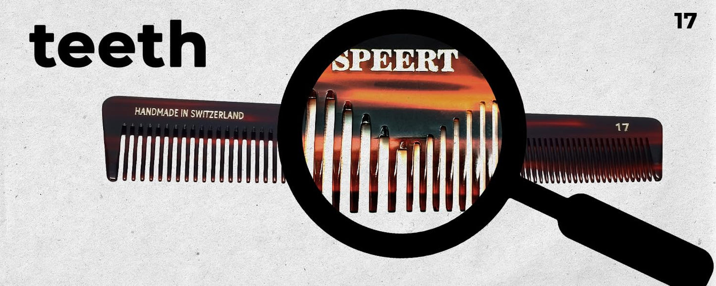 #17 Handmade Wide Narrow Tooth Mustache Beard Comb Small Tortoise Havana Acetate Thick Coarse Curly Fine Short Pocket Sized Facial Hair Grooming Tangle Free Beard Straightener Growth Care Comb