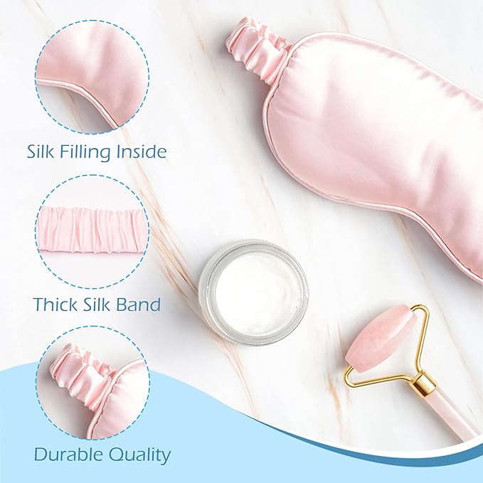 Le Luxe Silk Sleep Mask (Luxury Silk Sleep Mask, Made with 100% Real Natural Pure Silk Eye - Eye Cover - Eye Mask - Anti Aging - Skin Care - Ultra Soft - Light & Comfy (Blue)