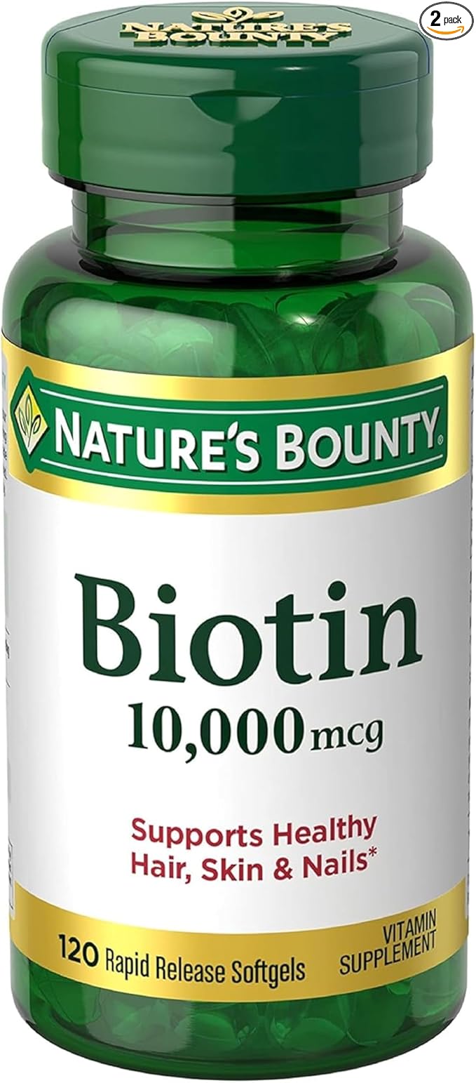 Nature's Bounty Biotin 10000 mcg Ultra Strength, Rapid Release Liquid Softgels 120 ea (Pack of 2)