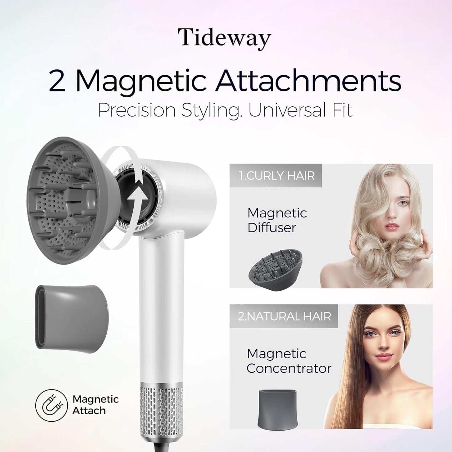 Tideway Hair Dryer, Blow Dryer with Diffuser High-Speed Plasma Ionic Low Noise for Fast Drying, Travel Hair Dryer for Women and Man, Curly/Wavy & Long/Thick Color-Treated Hair H11