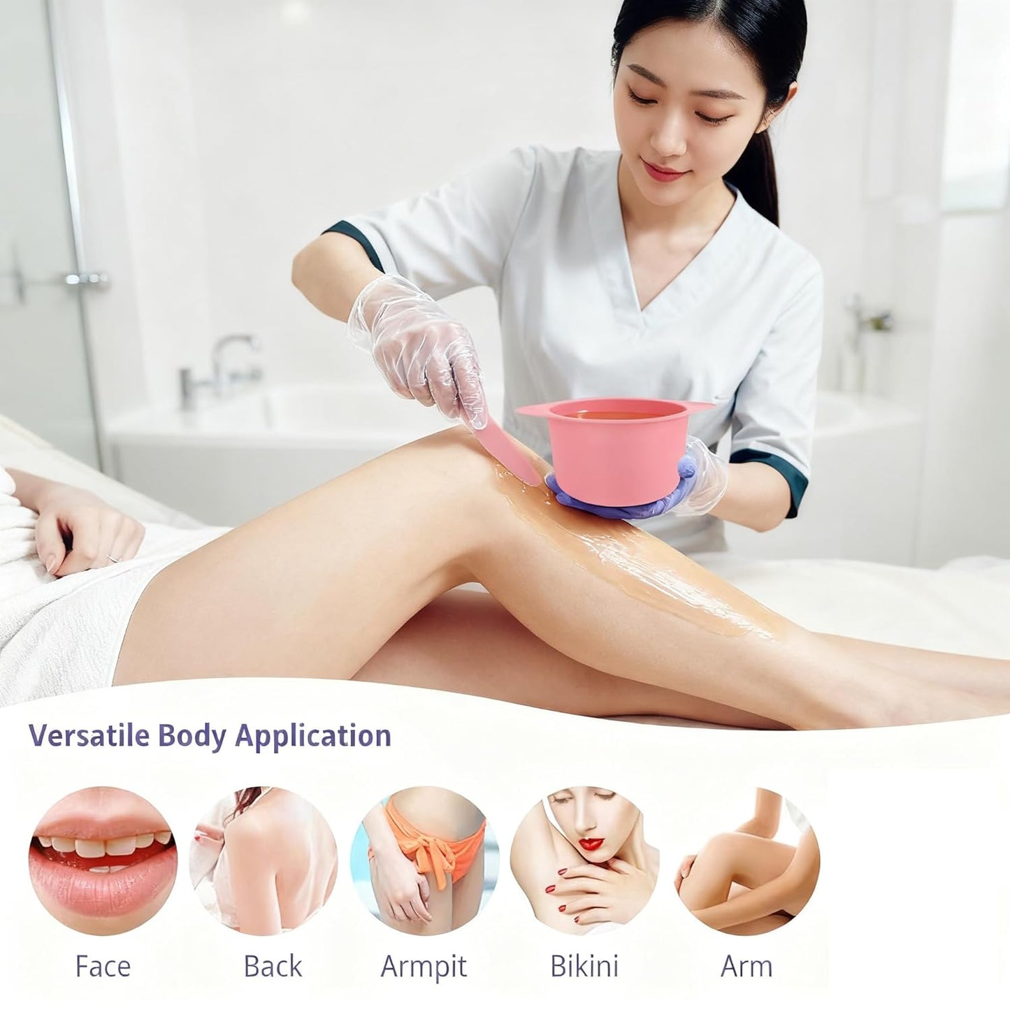 1 Pack Silicone Wax Pot, Wax Warmer Liner with Spatula Sticks, Reusable Waxing Pot Liner for Hair Removal (1)