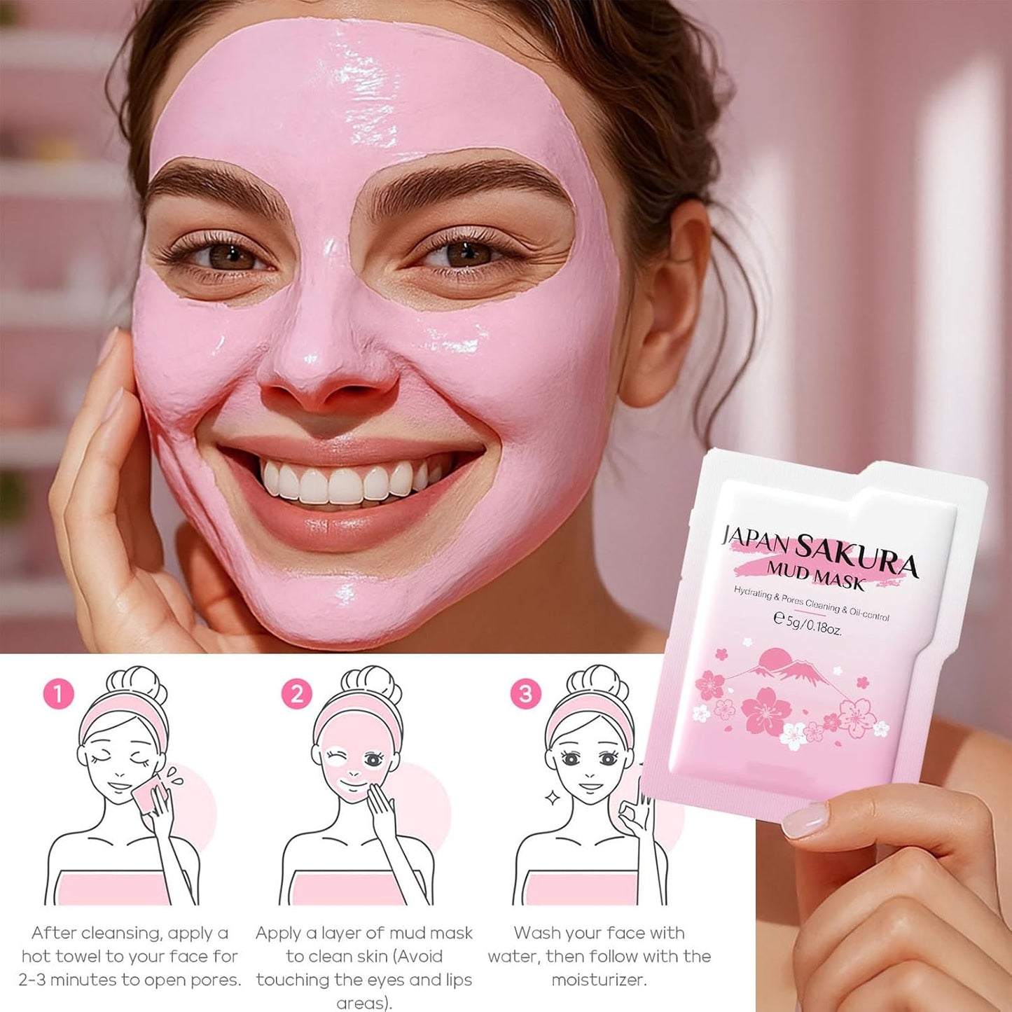 60 Mini Travel Skincare Products, Mini Travel Items Including Face Wash, Serum, Toner, Lotion, Moisturizing Cream, Sakura Mud Mask, Face Skin Care Routine Kit Organic Skin Care Set