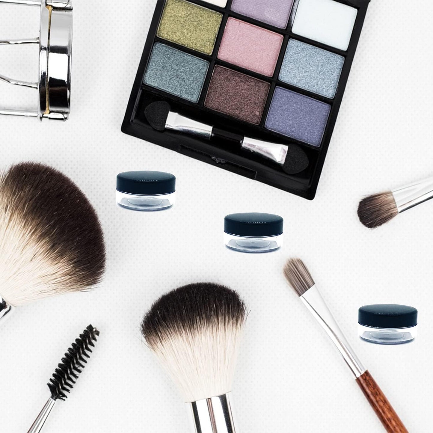 30 Pcs Sample Containers, 10 Gram Mini Sample Jars for Cosmetic, Eye shadow, Multi color Lid