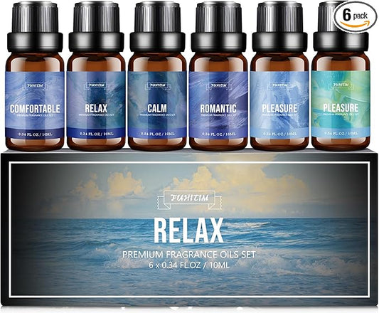 Fragrance Oil Relax Set, 6 * 10ML Diffuser Oil for Home, Candle Making Scents, Aomatherapy Essential Oils for Diffuser
