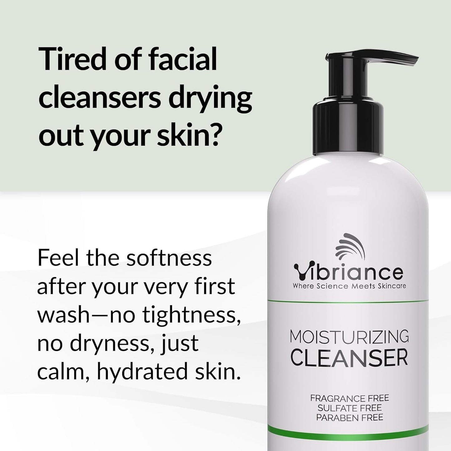 Vibriance Moisturizing Cleanser, Oil-to-Foam Face Wash with Niacinamide, Shea Butter for Mature Skin - Hydrating Gentle Facial Cleanser, Sensitive Face Wash, Sulfate-Free, 12 fl oz