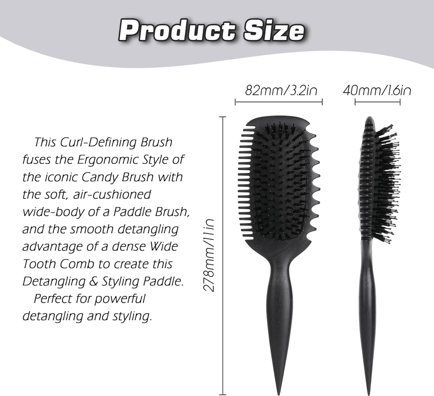 Candy Brush Curl Defining Hair Brush for Effortlessly Detangling Shaping and Styling Curls, Curl Brushes with EdgeLift for All Wet or Dry Hair Types for Women and Girl, Reduce Pulling and Frizzing