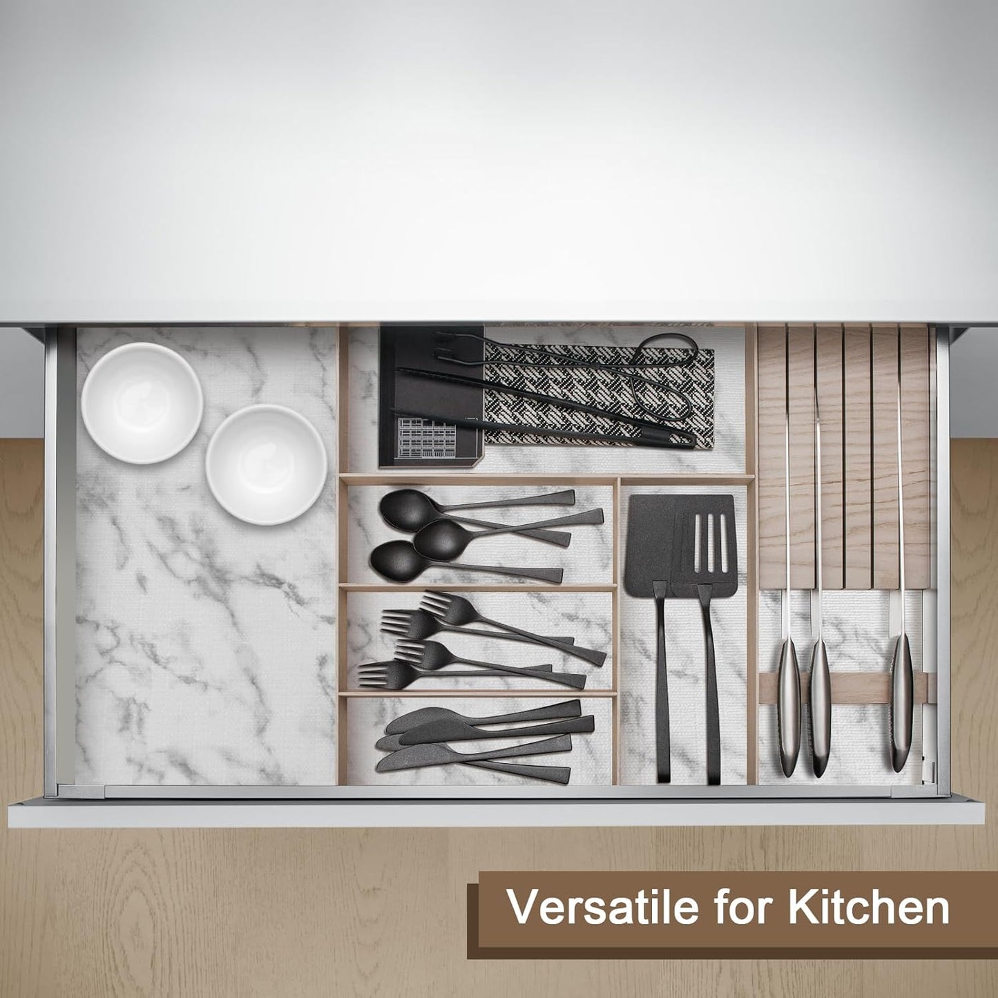 OcePor Non-Adhesive Drawer and Shelf Liner 17.5IN x 30FT，Non Slip Cabinet and Cupboard Liner, Kitchen Cabinet Liners for Shelves, Waterproof Drawer Shelf Liners for Cabinets/Bathroom Cupboard, Marble