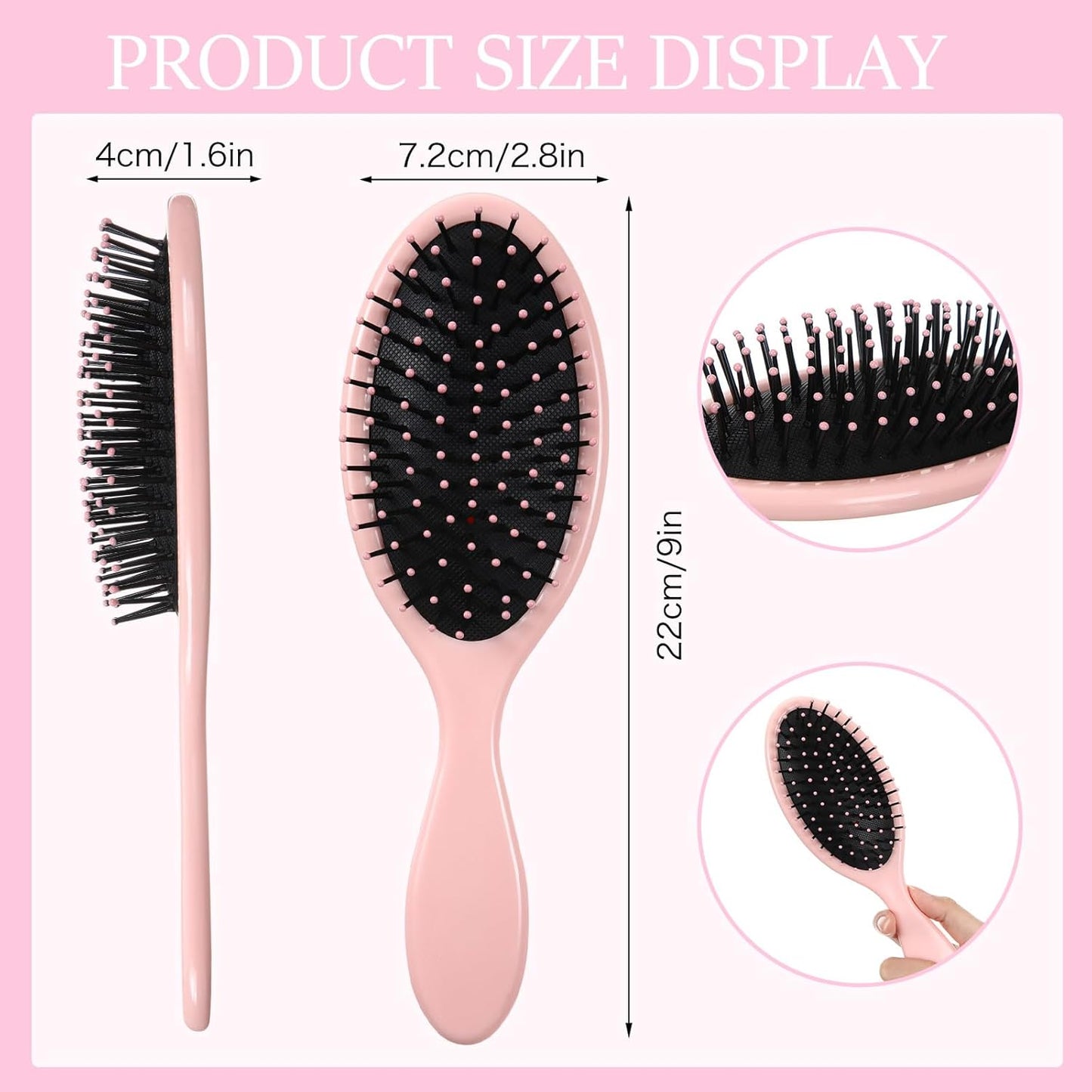 Nuenen 6 Pcs Wet Detangler Hair Brush Travel Dry Hair Brushes Detangling Hairbrush with Soft Bristles for Women Men Girls Boys(Fresh Color)