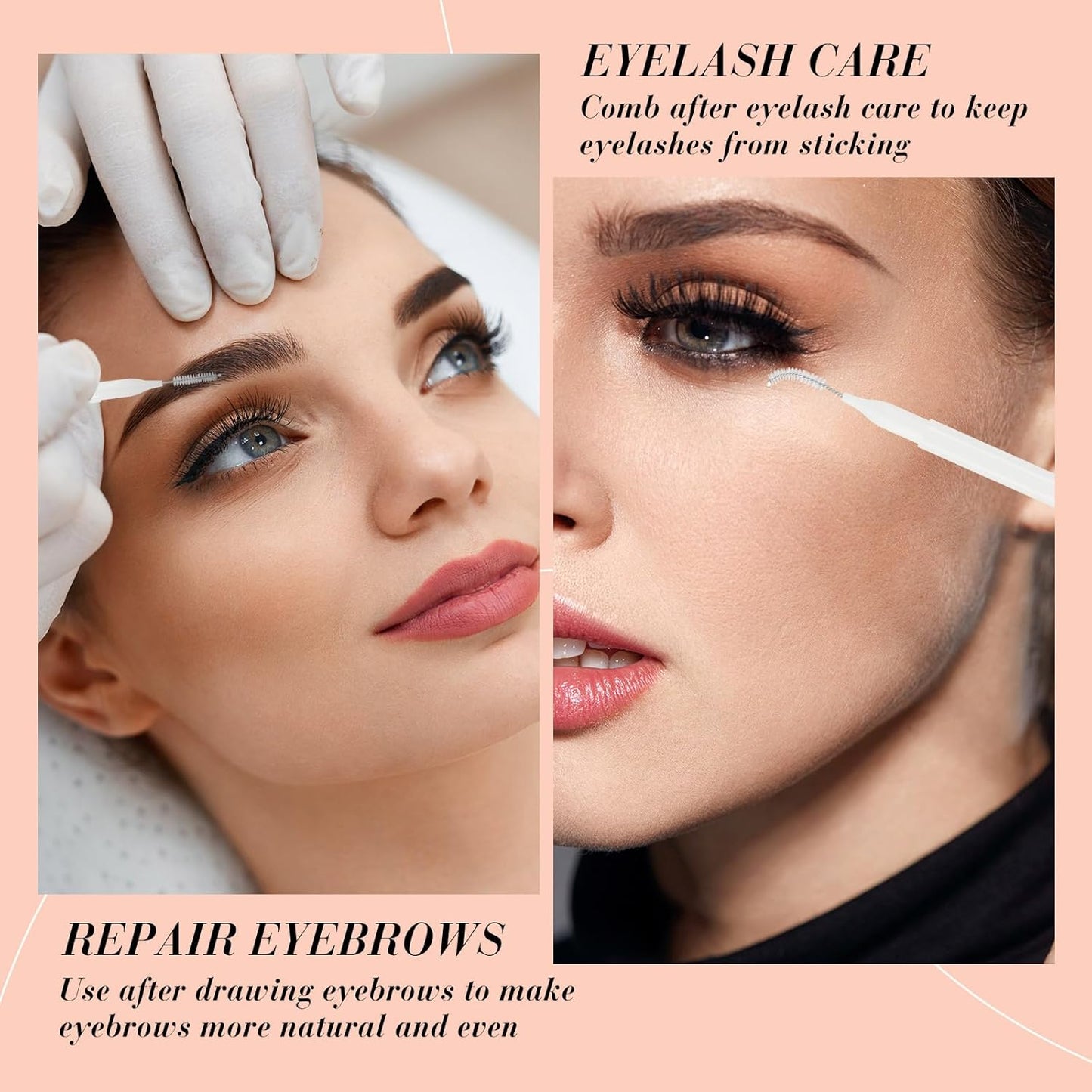 Lallisa 100 Pieces Micro Eyebrow Spoolie Brush with Cap Brow Lamination Tool Eyelash Brush Multifunctional Micro Lash Comb for Eyelash and Eyebrow Extensions Tool(White)