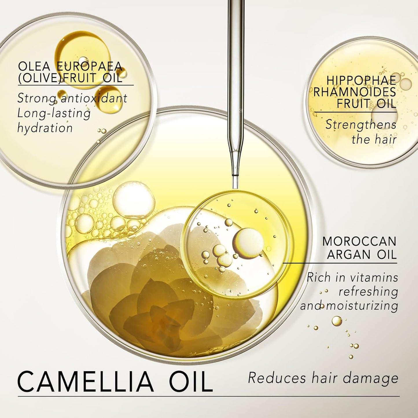 Hair Oil Camellia Hydrating Oil Serum to Adds Hair Shine and Smooths Split Ends Strengthens and Provides Heat Protection Frizz Control Hair Oil for Damaged Hair and Dry Hair